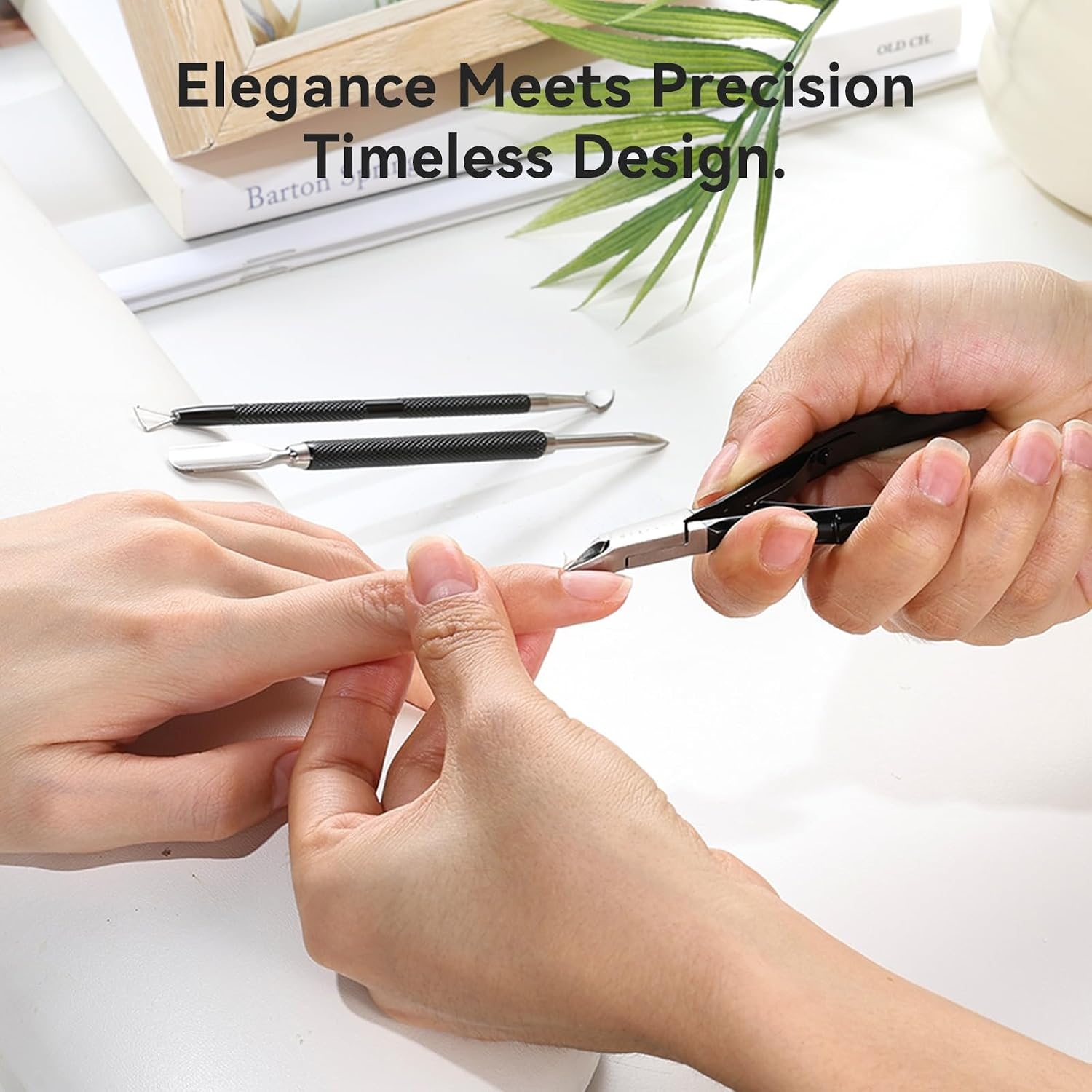 image:imageMakartt Cuticle Trimmer with Cuticle Pusher Silver Nail Trimmer Nail Care Manicure and Pedicure Kit with Stainless Steel Cuticle Nipper and Dual End Nail Pushers for Home Salon Use Pack of 3 PCSBlack3pcs