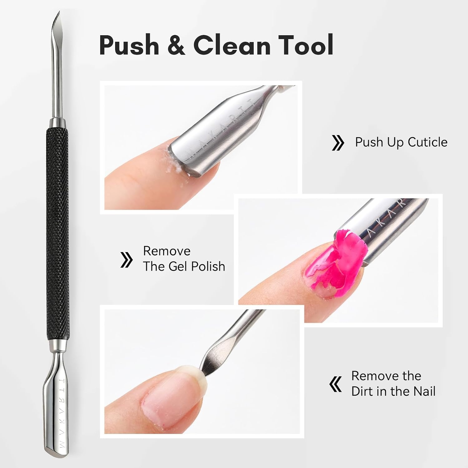 image:imageMakartt Cuticle Trimmer with Cuticle Pusher Silver Nail Trimmer Nail Care Manicure and Pedicure Kit with Stainless Steel Cuticle Nipper and Dual End Nail Pushers for Home Salon Use Pack of 3 PCSBlack3pcs