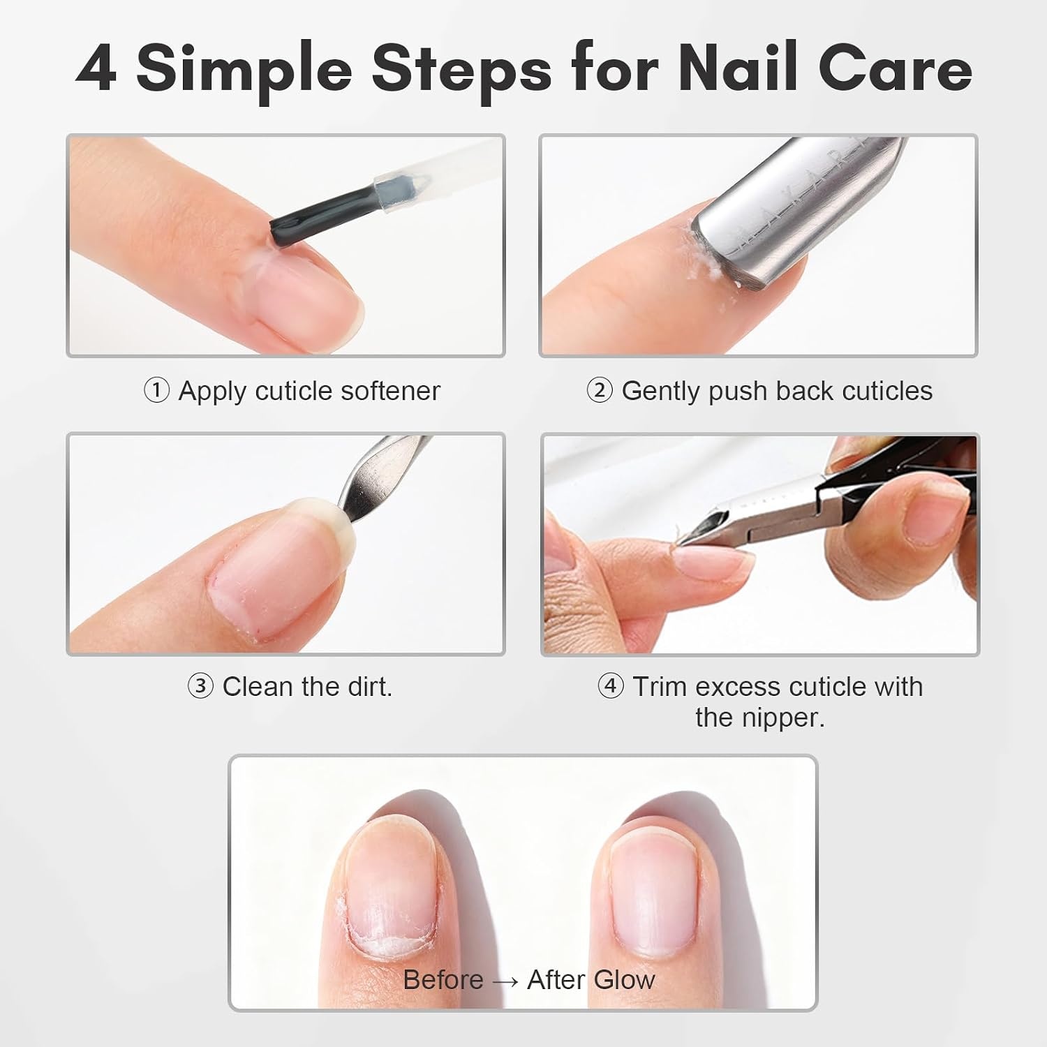 image:imageMakartt Cuticle Trimmer with Cuticle Pusher Silver Nail Trimmer Nail Care Manicure and Pedicure Kit with Stainless Steel Cuticle Nipper and Dual End Nail Pushers for Home Salon Use Pack of 3 PCSBlack3pcs