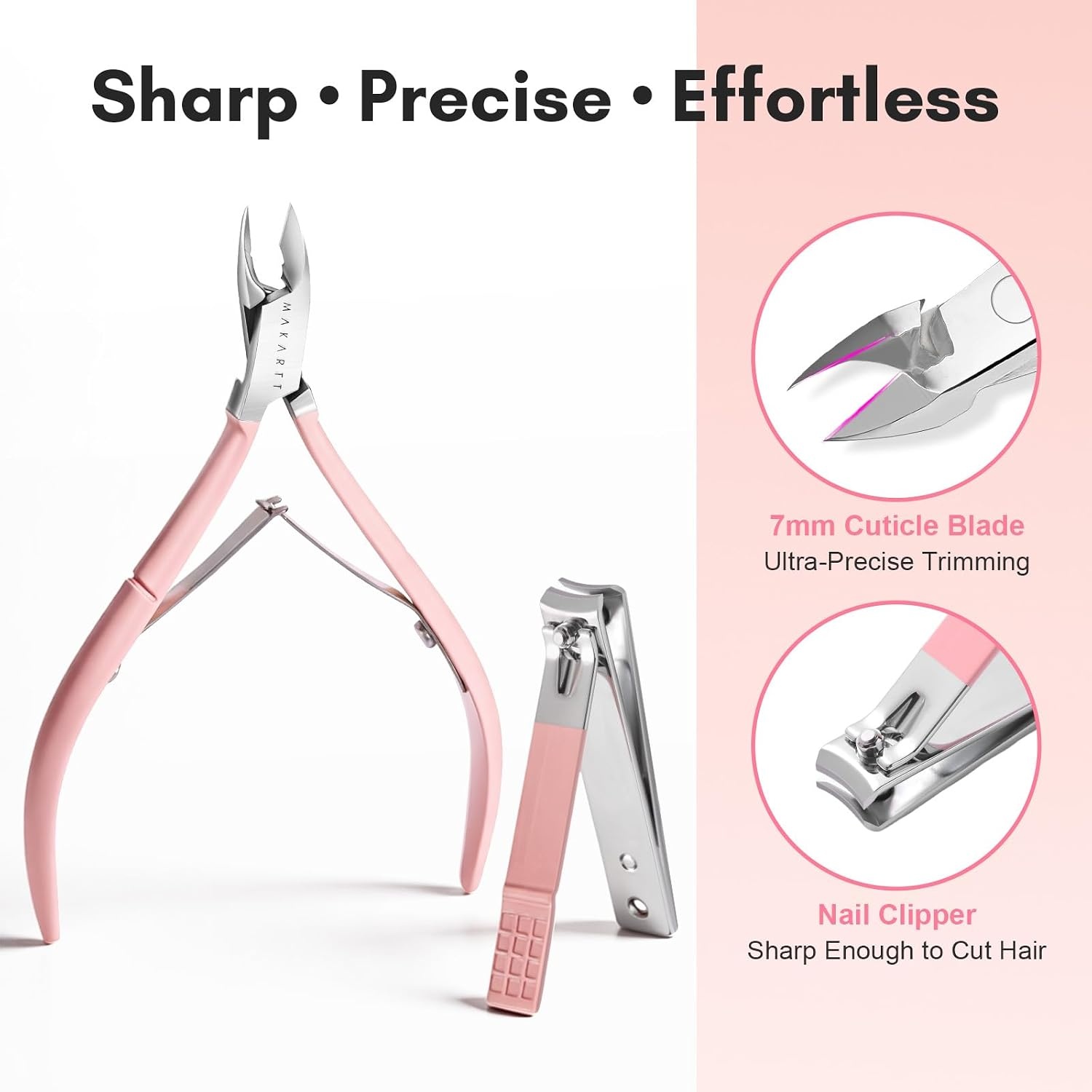 image:imageMakartt Cuticle Trimmer with Cuticle Pusher Silver Nail Trimmer Nail Care Manicure and Pedicure Kit with Stainless Steel Cuticle Nipper and Dual End Nail Pushers for Home Salon Use Pack of 3 PCSCuticle Tools4pcs