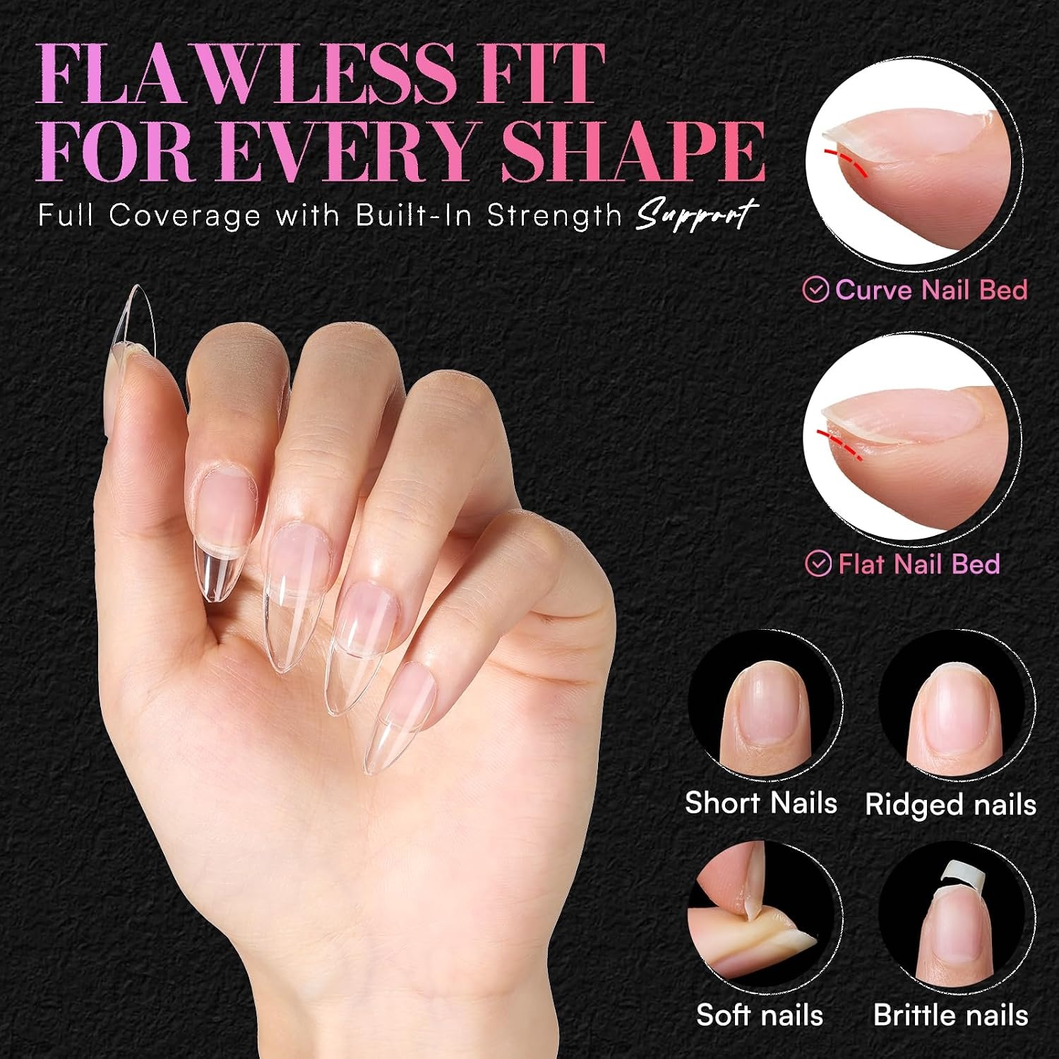 image:imageMakartt Extra Short Almond Nail Tips 240PCS 15 Sizes Half Matte Clear Fake Nails Full Cover Soft Acrylic Press On Nail Extensions Supplies Salon and Home DIY for Flat amp Natural Nail Beds240 PCSMedium Almond