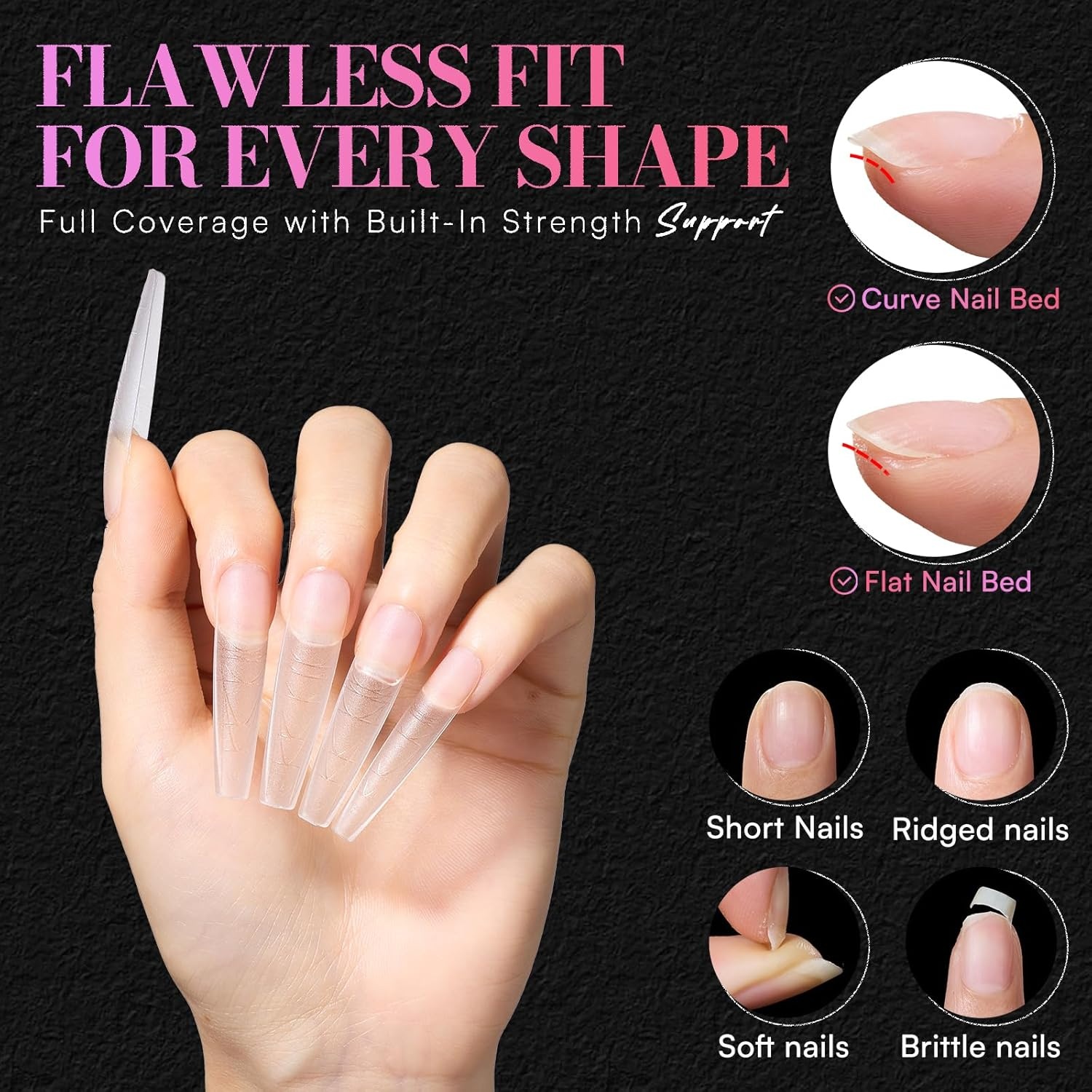 image:imageMakartt Extra Short Almond Nail Tips 240PCS 15 Sizes Half Matte Clear Fake Nails Full Cover Soft Acrylic Press On Nail Extensions Supplies Salon and Home DIY for Flat amp Natural Nail Beds240 PCSXXL Coffin