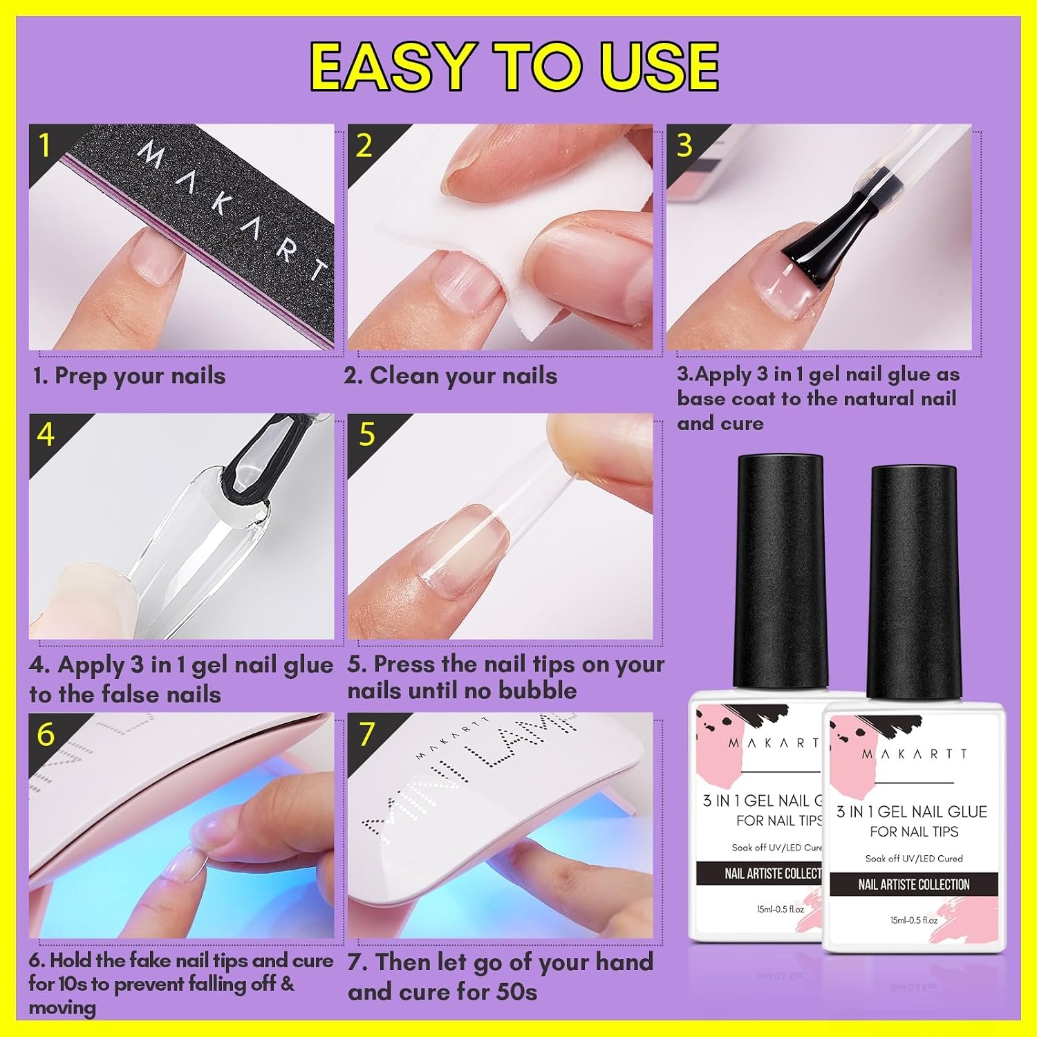 image:imageMakartt Extra Short Almond Nail Tips 240PCS 15 Sizes Half Matte Clear Fake Nails Full Cover Soft Acrylic Press On Nail Extensions Supplies Salon and Home DIY for Flat amp Natural Nail Beds2 PCS UV Nail Glue