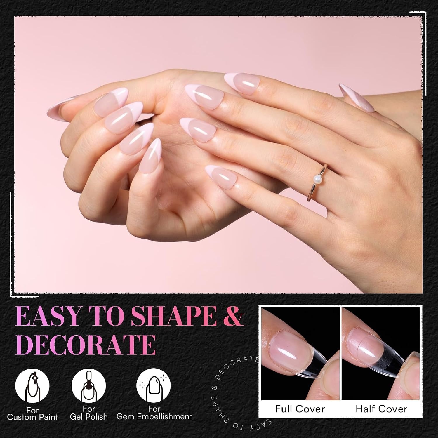 image:imageMakartt Extra Short Almond Nail Tips 240PCS 15 Sizes Half Matte Clear Fake Nails Full Cover Soft Acrylic Press On Nail Extensions Supplies Salon and Home DIY for Flat amp Natural Nail Beds240 PCSExtra Short Almond