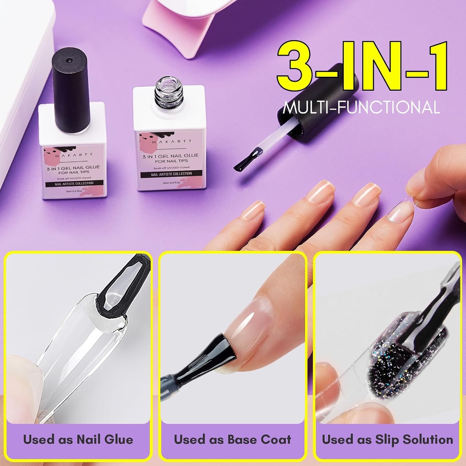 image:imageMakartt Extra Short Almond Nail Tips 240PCS 15 Sizes Half Matte Clear Fake Nails Full Cover Soft Acrylic Press On Nail Extensions Supplies Salon and Home DIY for Flat amp Natural Nail Beds2 PCS UV Nail Glue