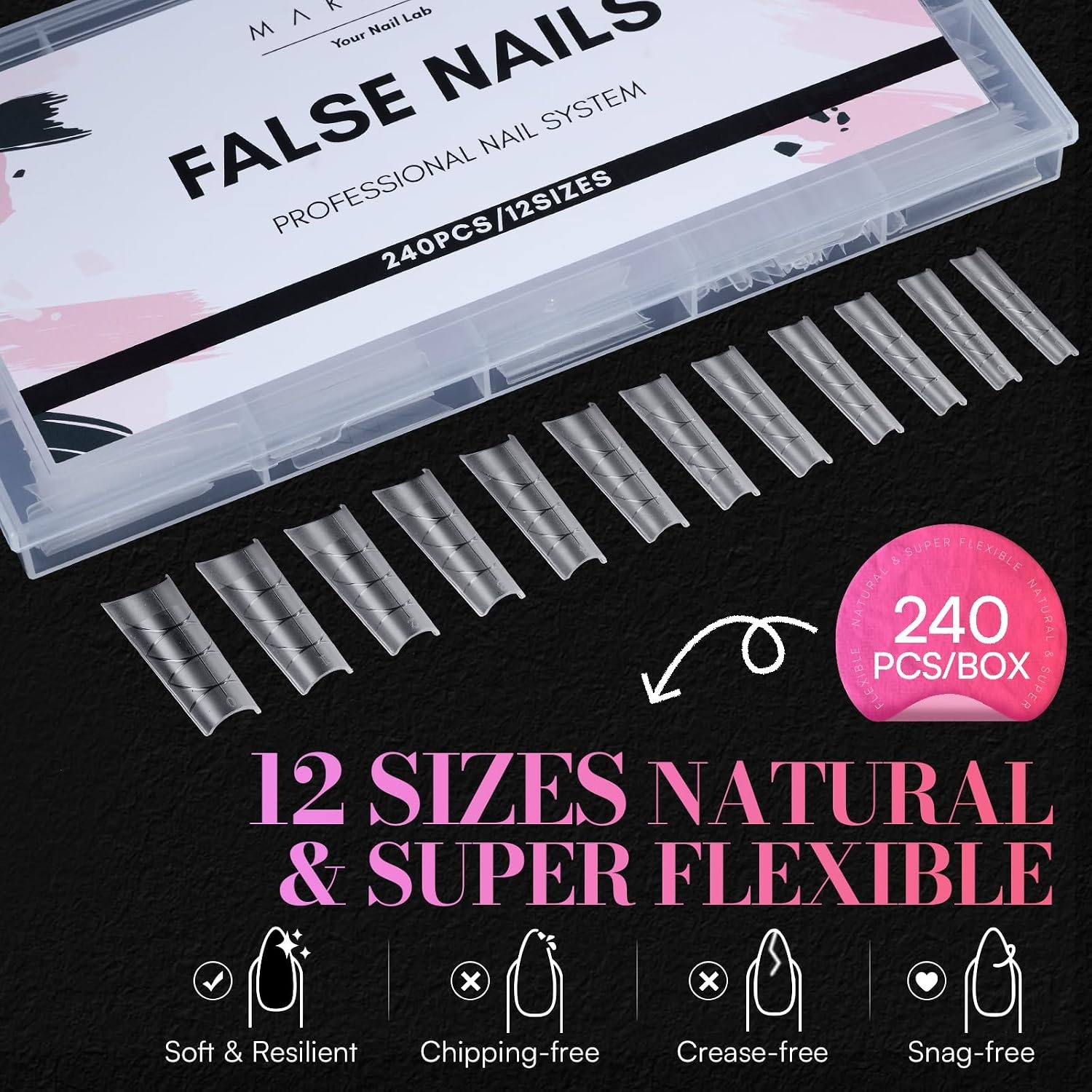 image:imageMakartt Extra Short Almond Nail Tips 240PCS 15 Sizes Half Matte Clear Fake Nails Full Cover Soft Acrylic Press On Nail Extensions Supplies Salon and Home DIY for Flat amp Natural Nail Beds240 PCSXL Tapered Square