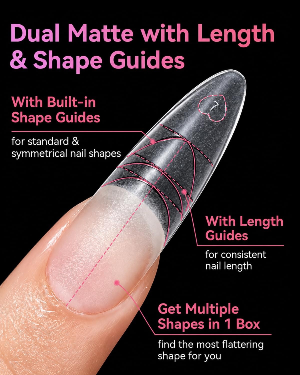 image:imageMakartt Extra Short Almond Nail Tips 240PCS 15 Sizes Half Matte Clear Fake Nails Full Cover Soft Acrylic Press On Nail Extensions Supplies Salon and Home DIY for Flat amp Natural Nail Beds240 PCSLong Almond