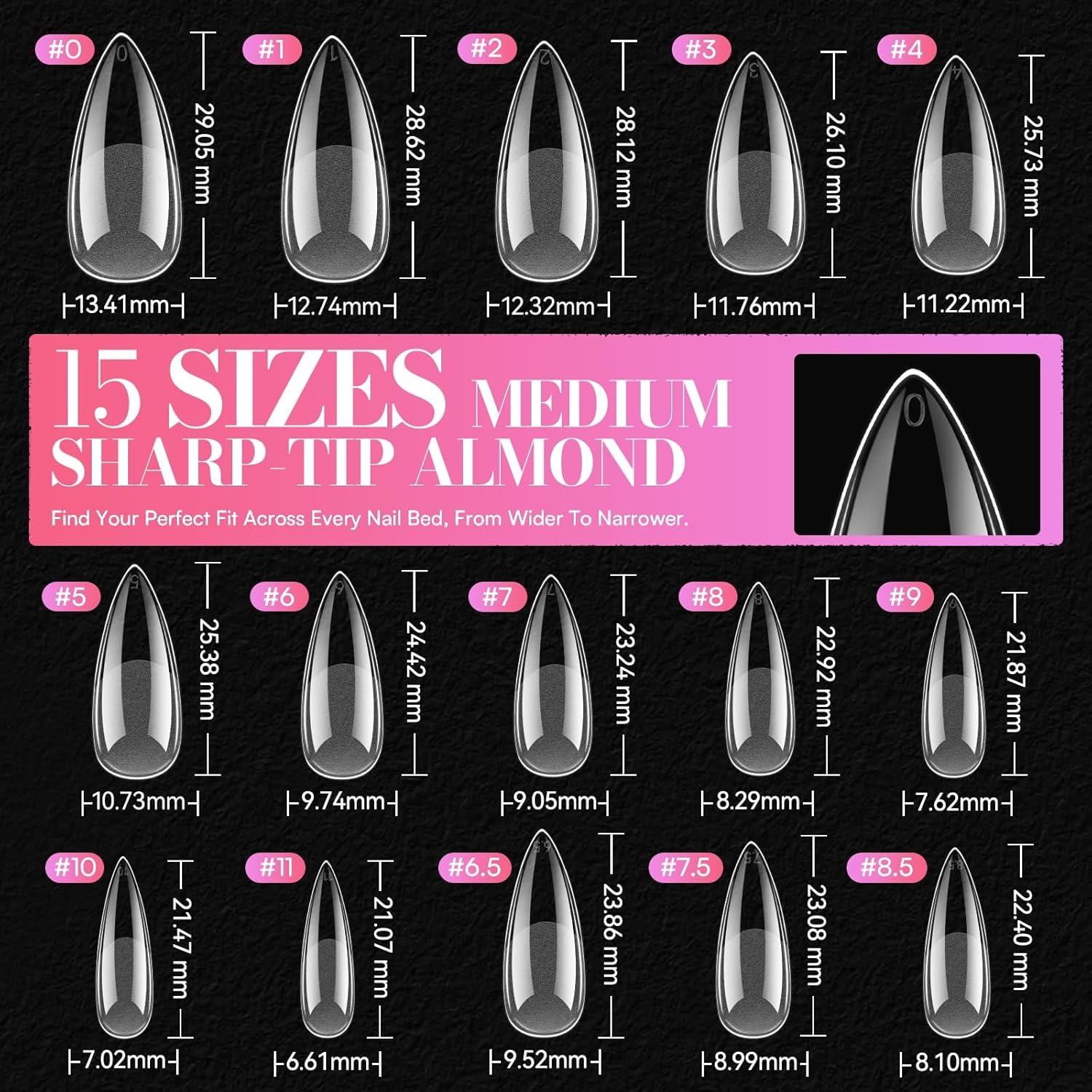 image:imageMakartt Extra Short Almond Nail Tips 240PCS 15 Sizes Half Matte Clear Fake Nails Full Cover Soft Acrylic Press On Nail Extensions Supplies Salon and Home DIY for Flat amp Natural Nail Beds240 PCSMedium Stiletto Almond