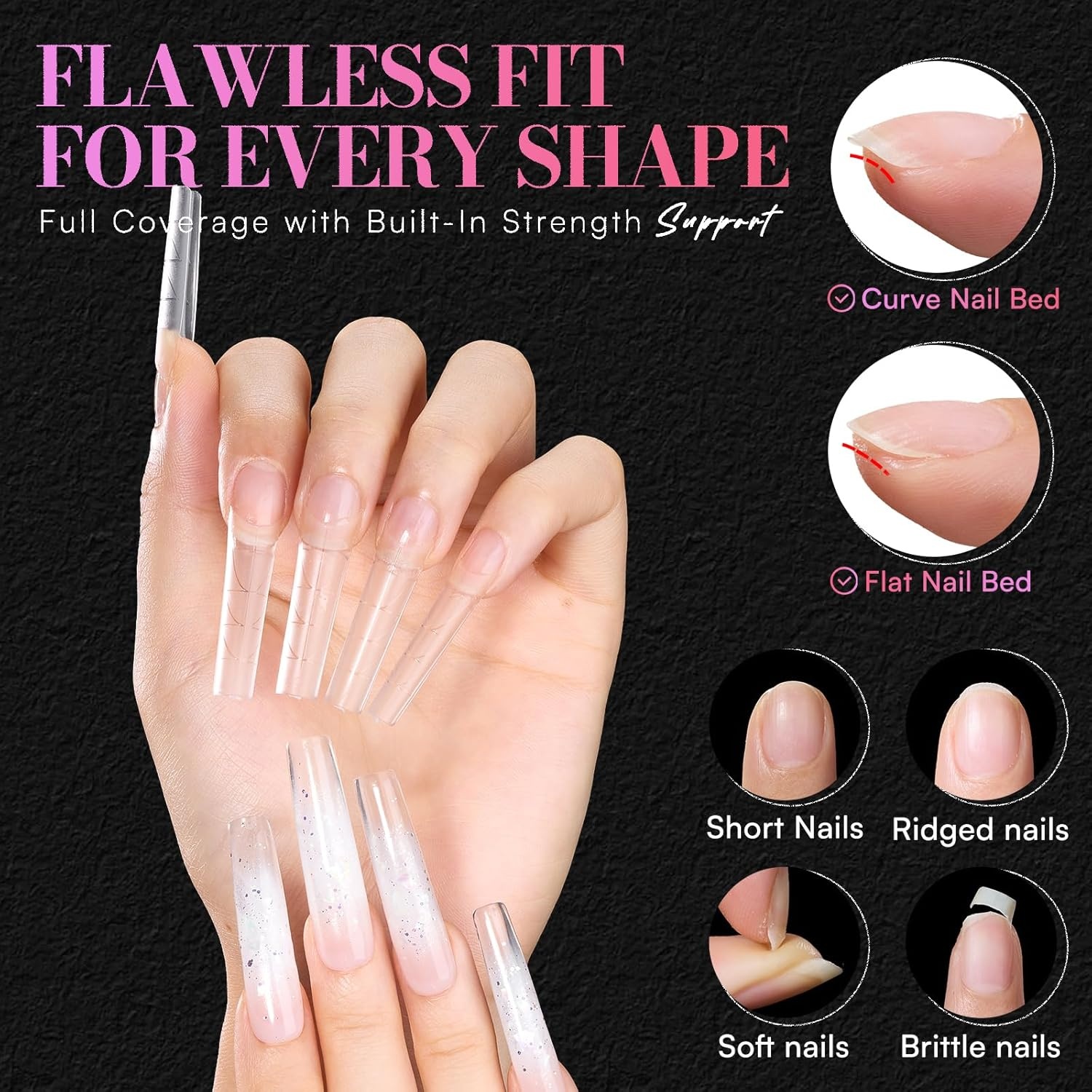 image:imageMakartt Extra Short Almond Nail Tips 240PCS 15 Sizes Half Matte Clear Fake Nails Full Cover Soft Acrylic Press On Nail Extensions Supplies Salon and Home DIY for Flat amp Natural Nail Beds240 PCSXL Tapered Square