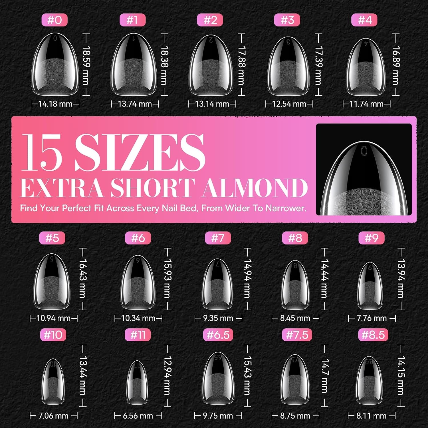 image:imageMakartt Extra Short Almond Nail Tips 240PCS 15 Sizes Half Matte Clear Fake Nails Full Cover Soft Acrylic Press On Nail Extensions Supplies Salon and Home DIY for Flat amp Natural Nail Beds240 PCSExtra Short Almond