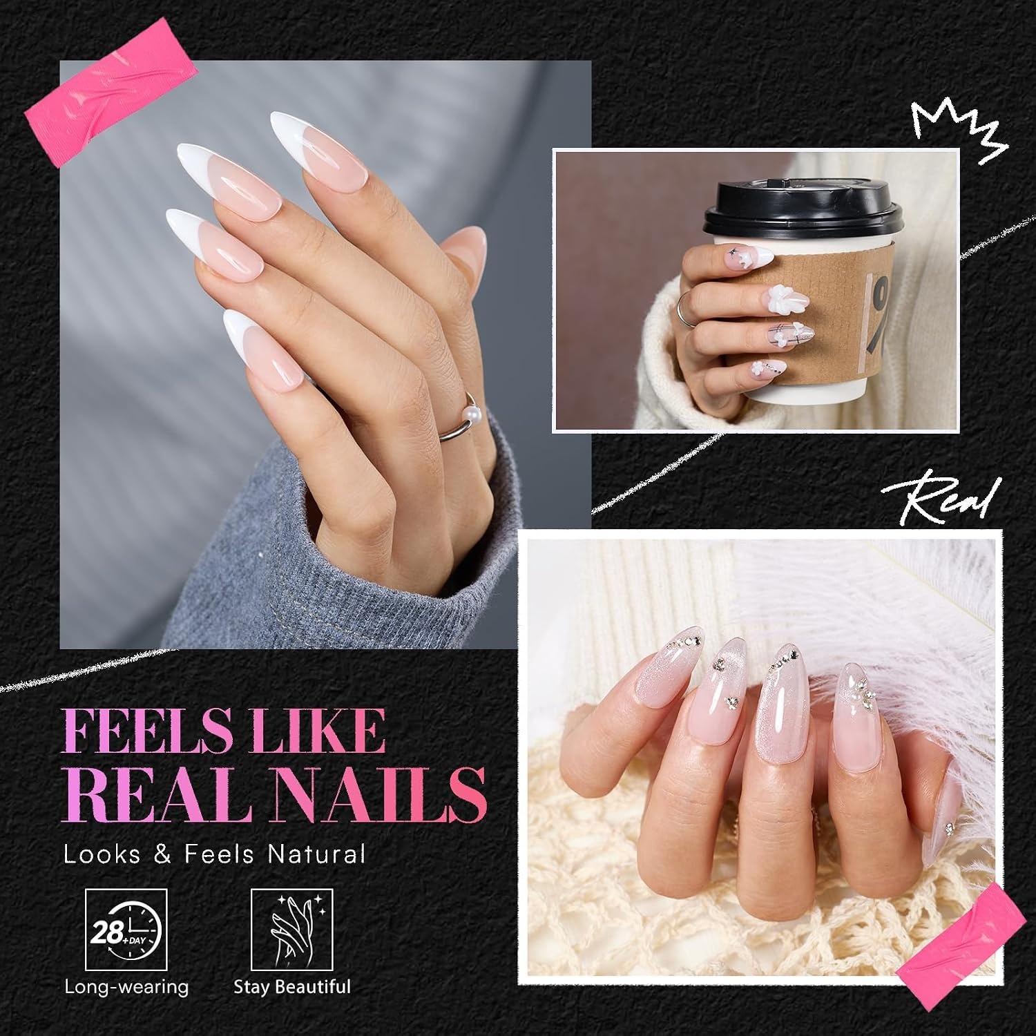 image:imageMakartt Extra Short Almond Nail Tips 240PCS 15 Sizes Half Matte Clear Fake Nails Full Cover Soft Acrylic Press On Nail Extensions Supplies Salon and Home DIY for Flat amp Natural Nail Beds240 PCSMedium Almond