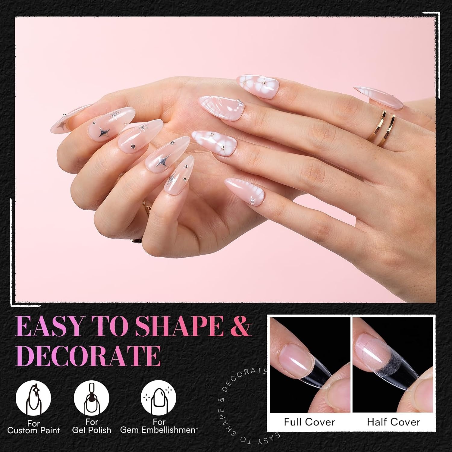 image:imageMakartt Extra Short Almond Nail Tips 240PCS 15 Sizes Half Matte Clear Fake Nails Full Cover Soft Acrylic Press On Nail Extensions Supplies Salon and Home DIY for Flat amp Natural Nail Beds240 PCSMedium Almond