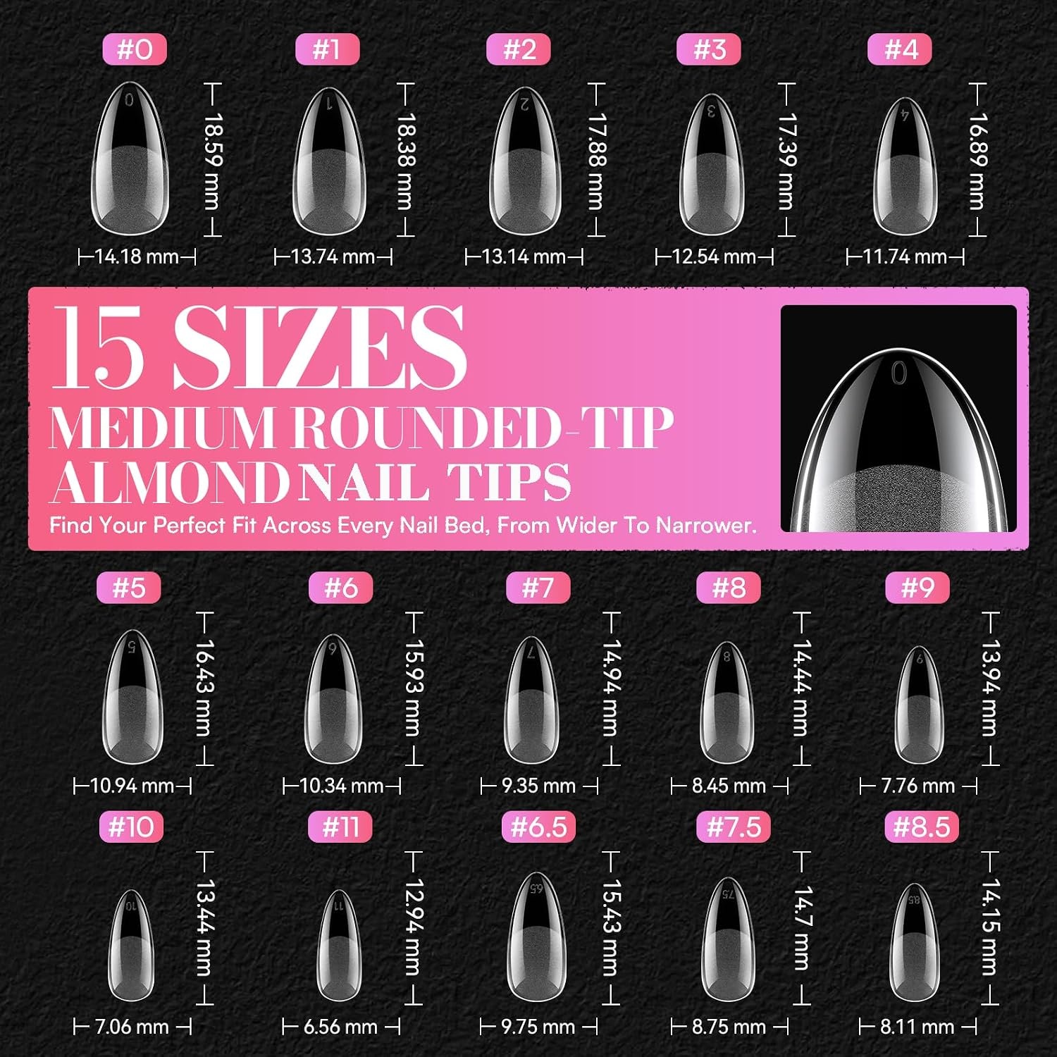 image:imageMakartt Extra Short Almond Nail Tips 240PCS 15 Sizes Half Matte Clear Fake Nails Full Cover Soft Acrylic Press On Nail Extensions Supplies Salon and Home DIY for Flat amp Natural Nail Beds240 PCSMedium Almond