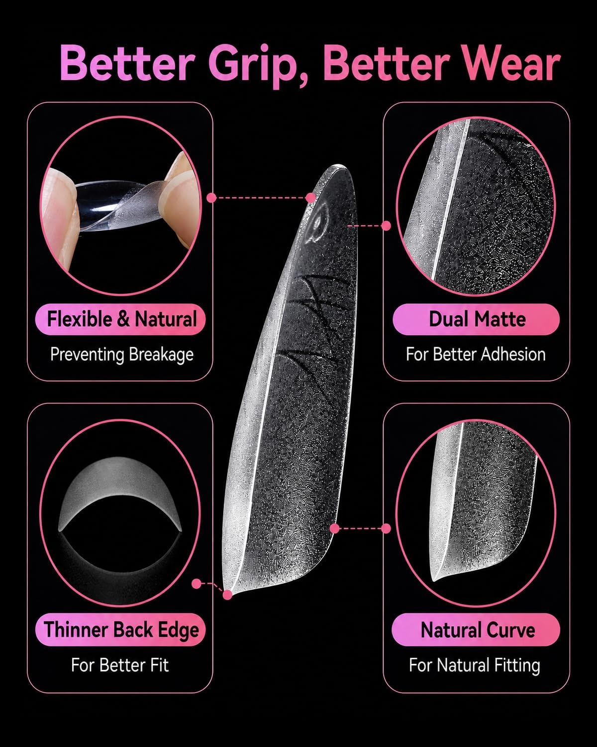 image:imageMakartt Extra Short Almond Nail Tips 240PCS 15 Sizes Half Matte Clear Fake Nails Full Cover Soft Acrylic Press On Nail Extensions Supplies Salon and Home DIY for Flat amp Natural Nail Beds240 PCSLong Almond