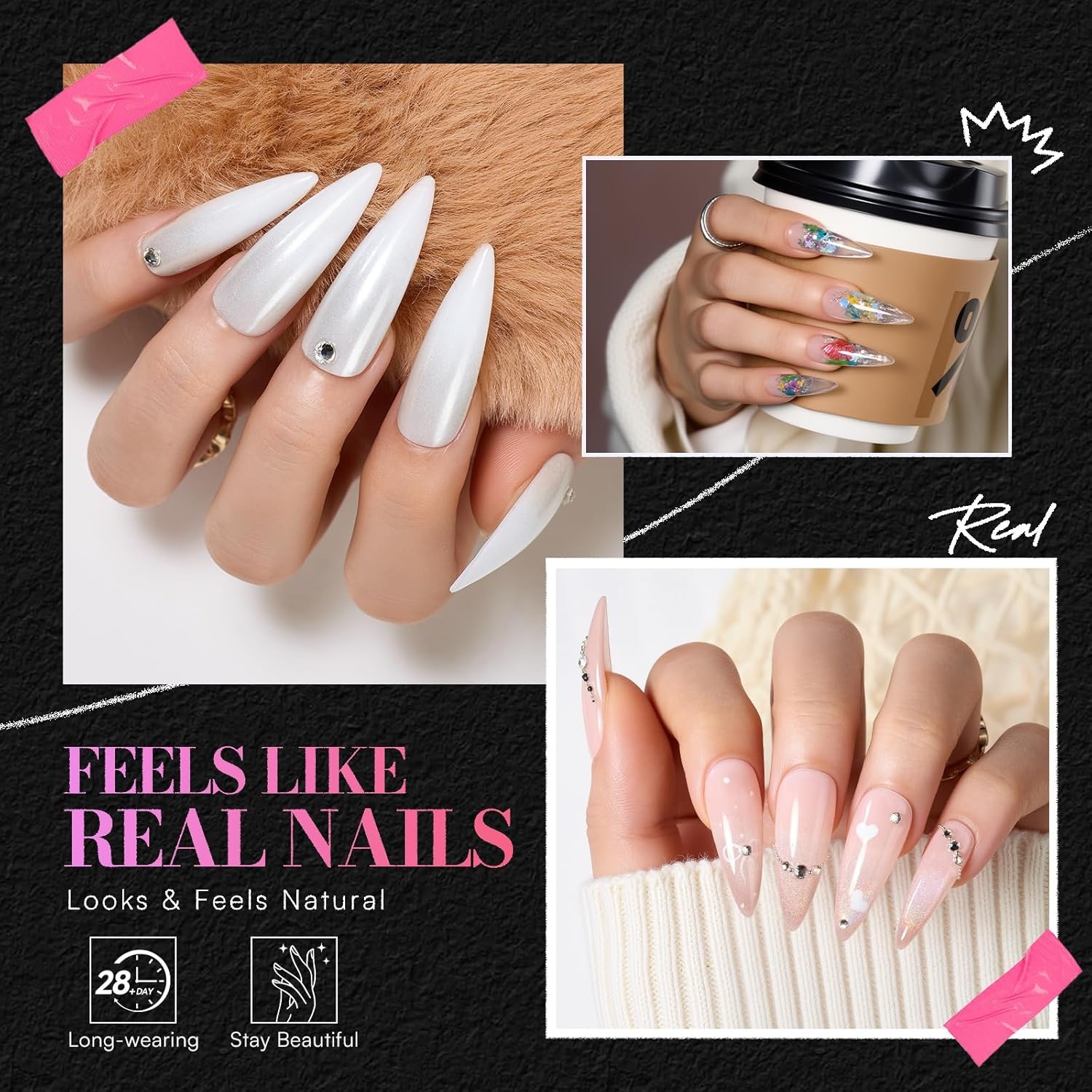 image:imageMakartt Extra Short Almond Nail Tips 240PCS 15 Sizes Half Matte Clear Fake Nails Full Cover Soft Acrylic Press On Nail Extensions Supplies Salon and Home DIY for Flat amp Natural Nail Beds240 PCSMedium Stiletto Almond
