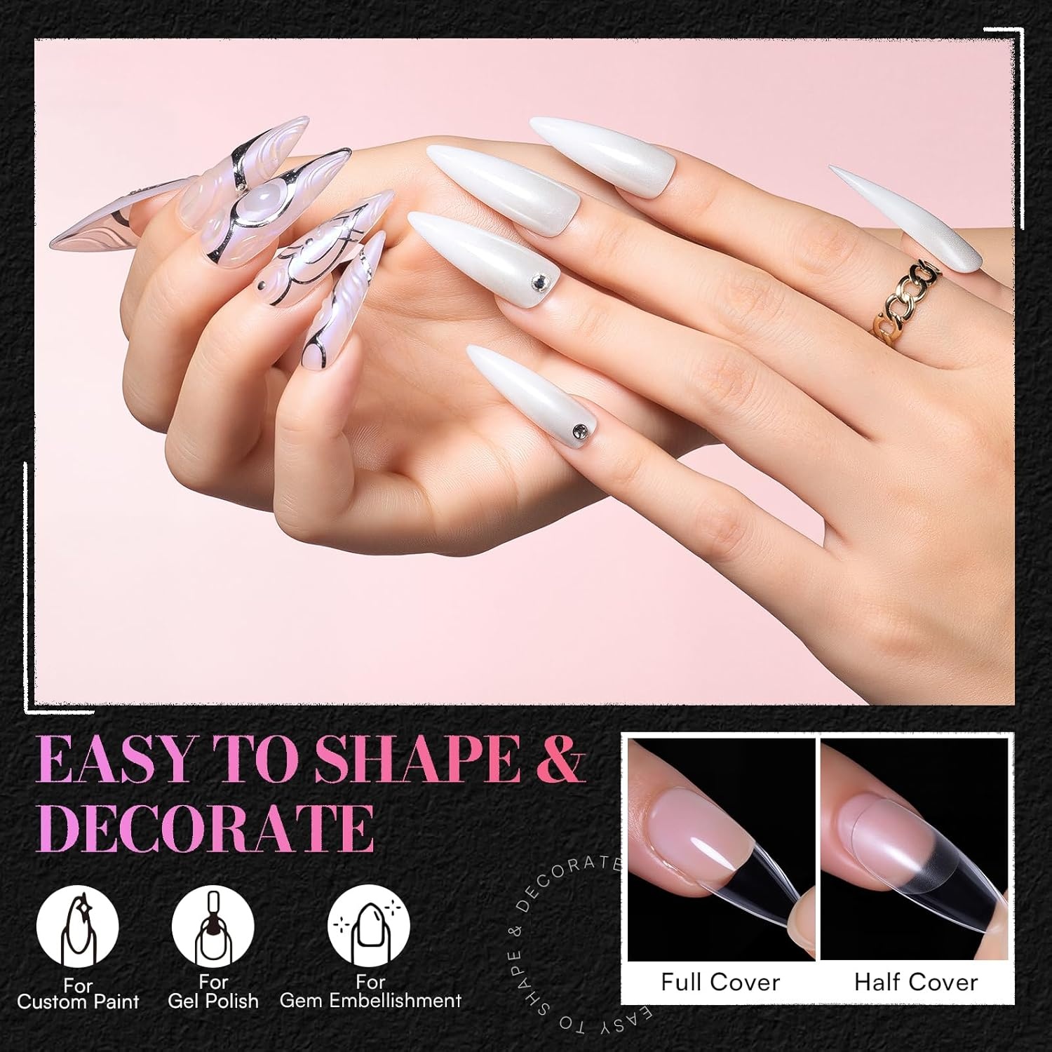 image:imageMakartt Extra Short Almond Nail Tips 240PCS 15 Sizes Half Matte Clear Fake Nails Full Cover Soft Acrylic Press On Nail Extensions Supplies Salon and Home DIY for Flat amp Natural Nail Beds240 PCSMedium Stiletto Almond