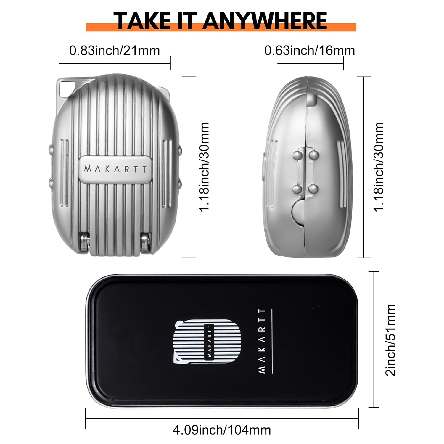 image:imageMakartt Foldable Nail Clipper Stainless Steel Mini Nail Cutter with Keyring Portable Fingernail Trimmer for Manicure Travel Kit SilverSilverSuitcase Shape
