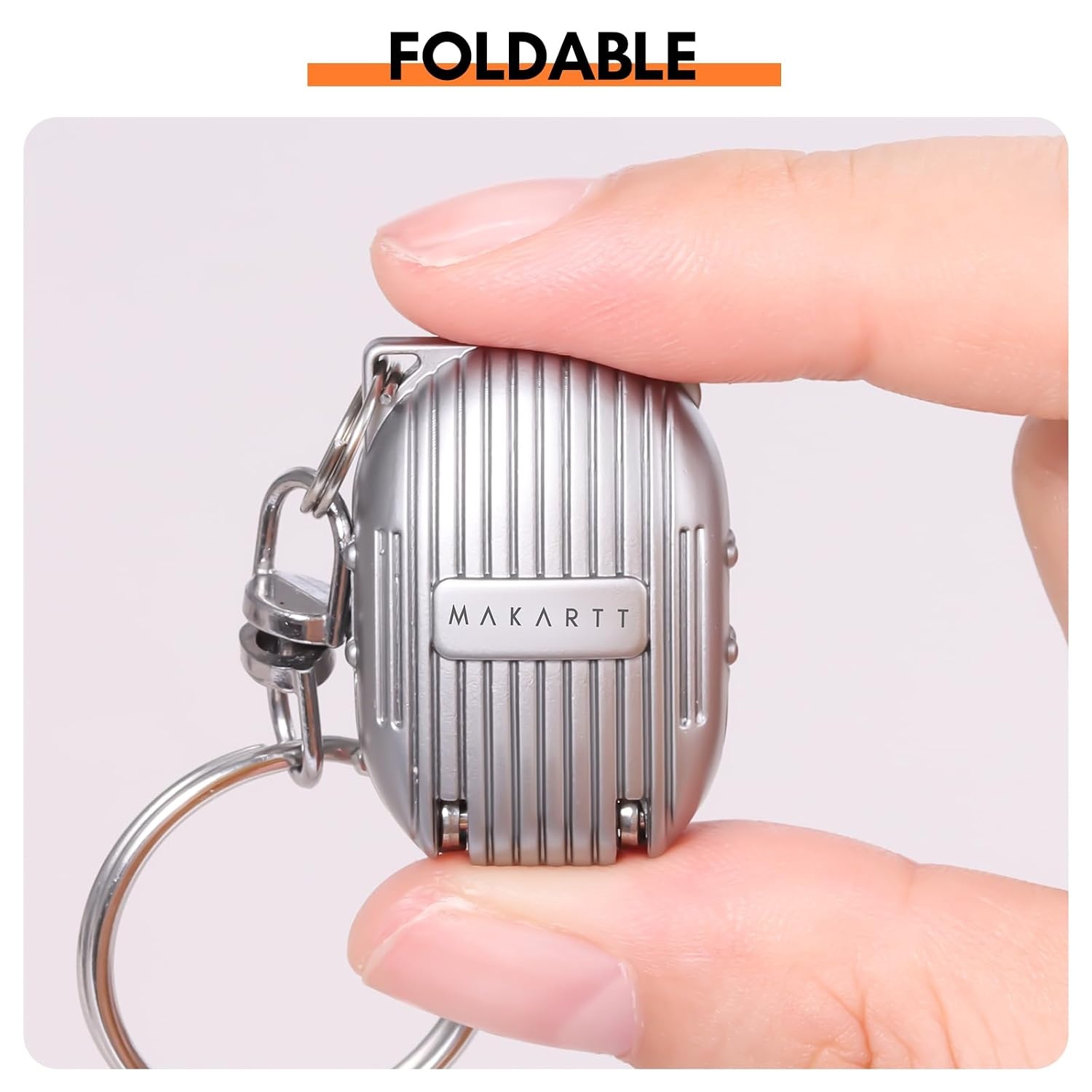 image:imageMakartt Foldable Nail Clipper Stainless Steel Mini Nail Cutter with Keyring Portable Fingernail Trimmer for Manicure Travel Kit SilverSilverSuitcase Shape