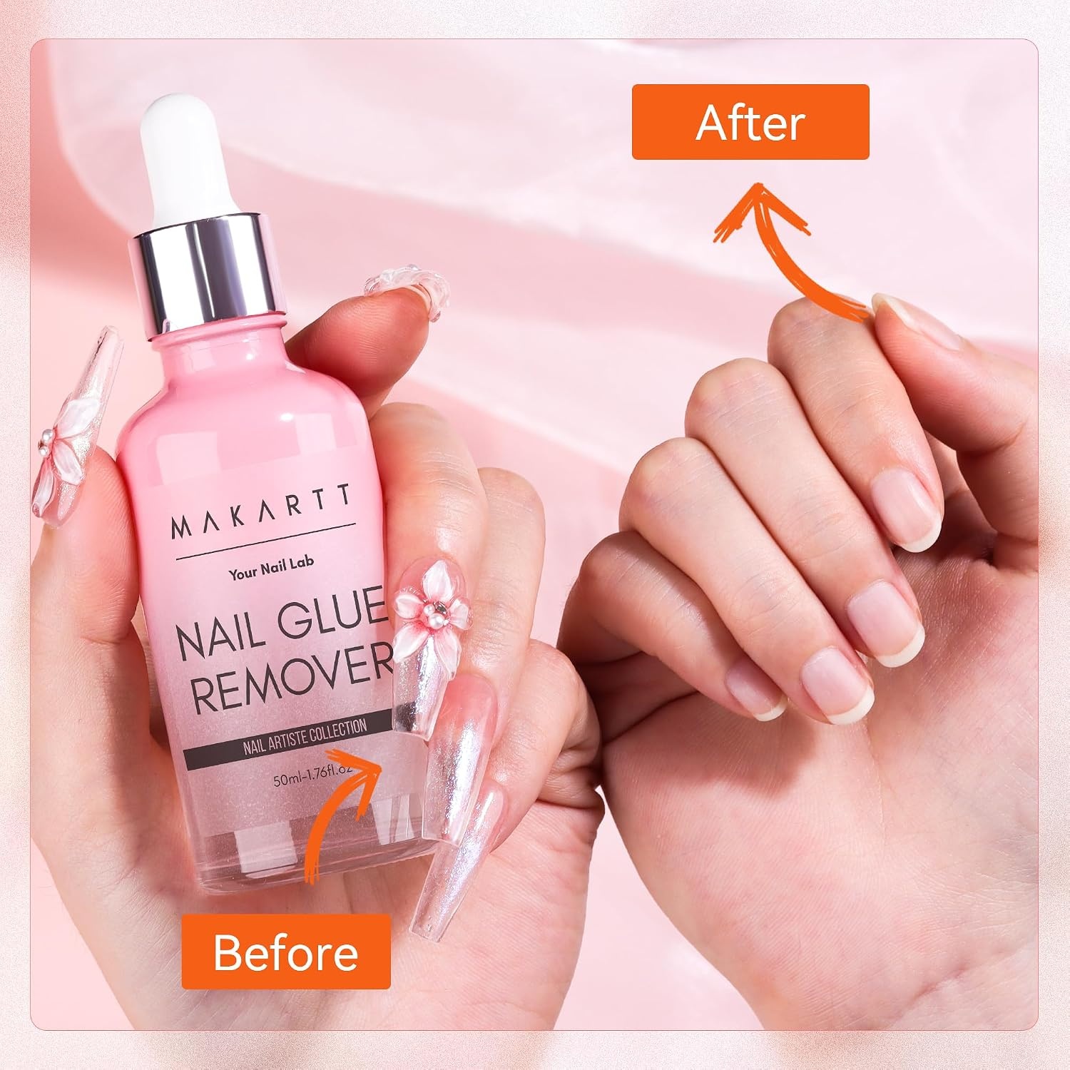 image:imageMakartt HemaFree Nail Glue Remover for Press on Nails Quick Debonder with 5 wooden sticks Easy with a Dropper Updated Formula with Vitamin E Acetonefree for Fake NailsSemicure Stickers 10 ml176 Fl Oz Pack of 1