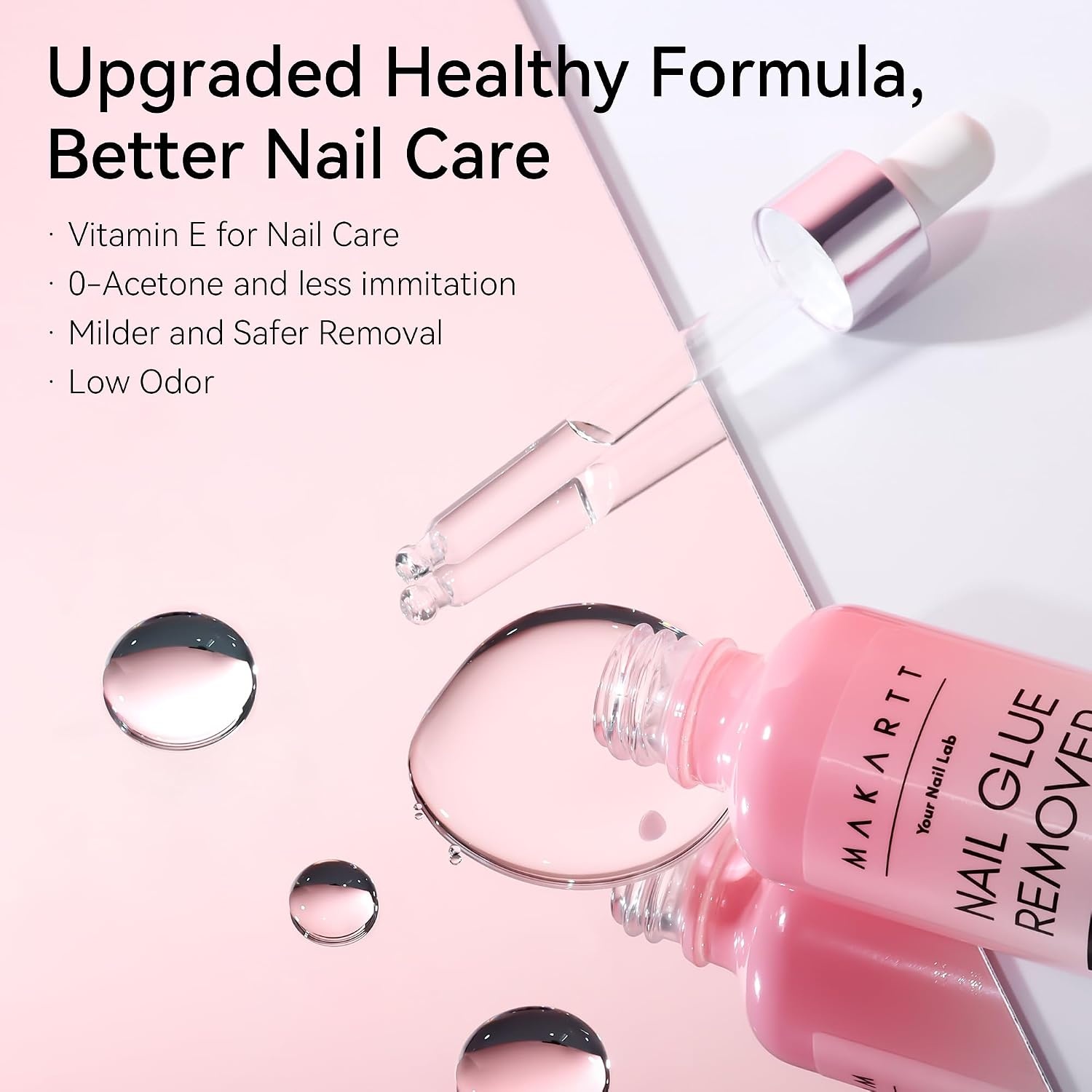 image:imageMakartt HemaFree Nail Glue Remover for Press on Nails Quick Debonder with 5 wooden sticks Easy with a Dropper Updated Formula with Vitamin E Acetonefree for Fake NailsSemicure Stickers 10 ml176 Fl Oz Pack of 1