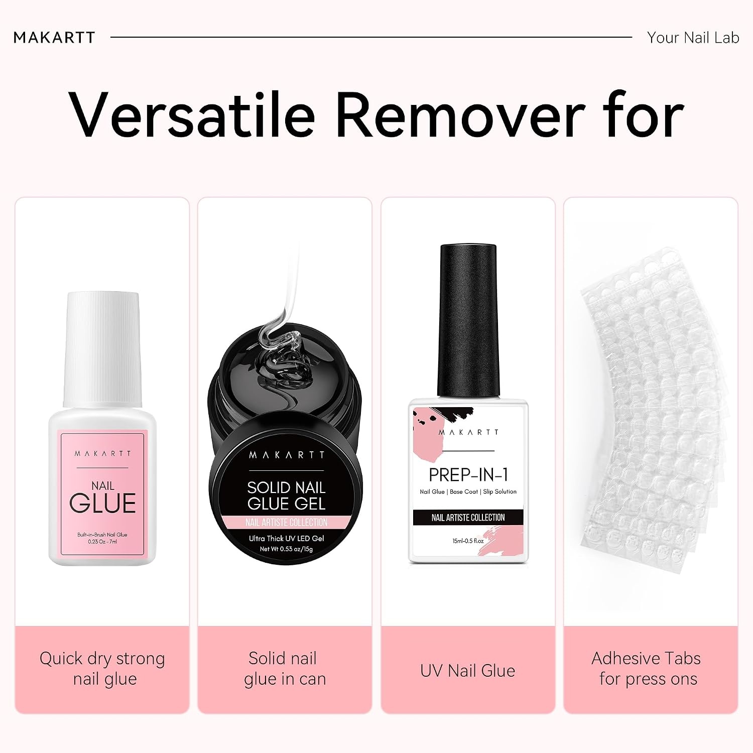 image:imageMakartt HemaFree Nail Glue Remover for Press on Nails Quick Debonder with 5 wooden sticks Easy with a Dropper Updated Formula with Vitamin E Acetonefree for Fake NailsSemicure Stickers 10 ml176 Fl Oz Pack of 1