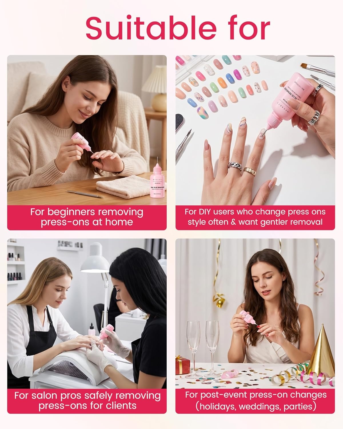 image:imageMakartt Jojoba Oil Nail Glue Remover for Press On Nails AcetoneFree Gentle AtHome Remover for Regular Glue Semi and Solid Glue Gel 30ML Kit with Pusher Stick and Mini BufferHemaFree30ML Nail Glue RemoverPack of 2