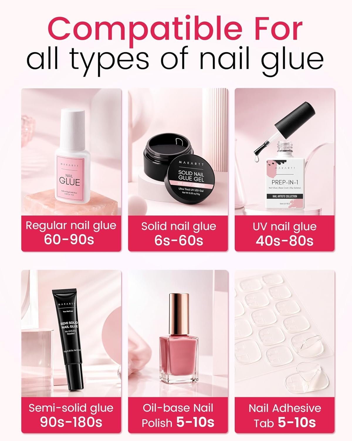 image:imageMakartt Jojoba Oil Nail Glue Remover for Press On Nails AcetoneFree Gentle AtHome Remover for Regular Glue Semi and Solid Glue Gel 30ML Kit with Pusher Stick and Mini BufferHemaFree30ML Nail Glue RemoverPack of 2