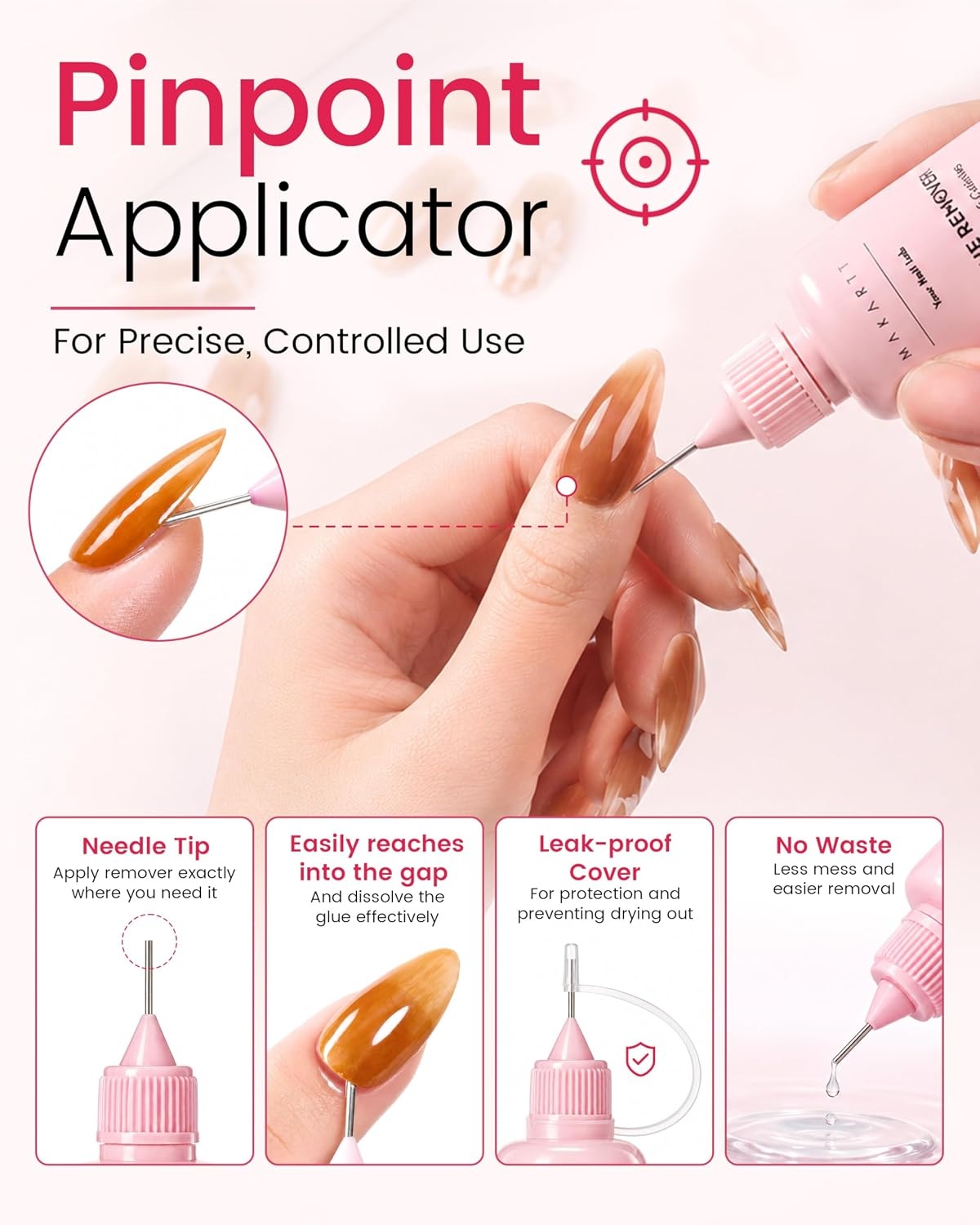 image:imageMakartt Jojoba Oil Nail Glue Remover for Press On Nails AcetoneFree Gentle AtHome Remover for Regular Glue Semi and Solid Glue Gel 30ML Kit with Pusher Stick and Mini BufferHemaFree30ML Nail Glue RemoverPack of 2