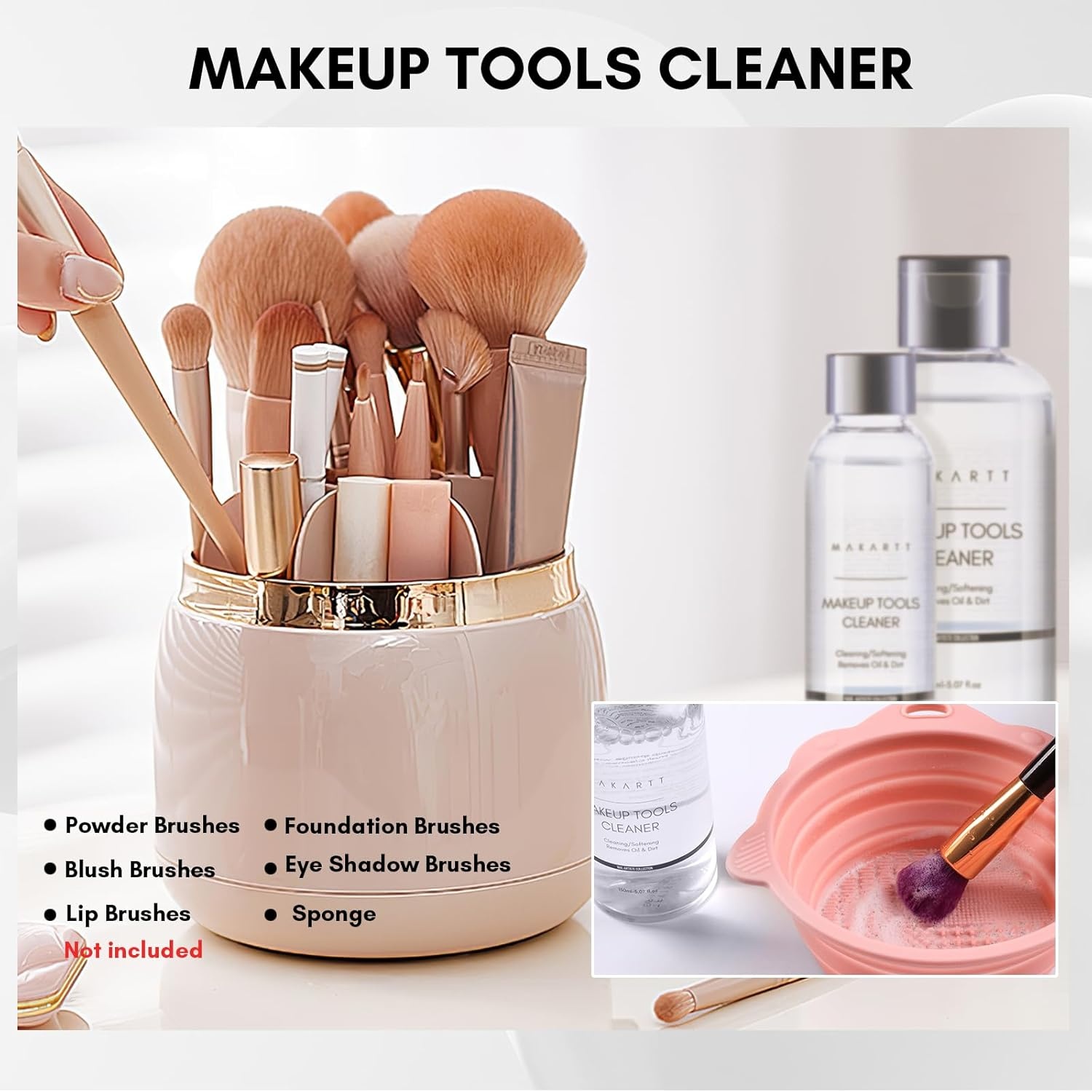 image:imageMakartt Makeup Brush Cleaner Deep Cleaning Solution for Nail Brushes Sponges and Powder Puffs Hypoallergenic Formula Removes Residue from Cosmetic and Nail Art Tools CrueltyFree 507 fl ozMakeup Brush Cleaner 507oz