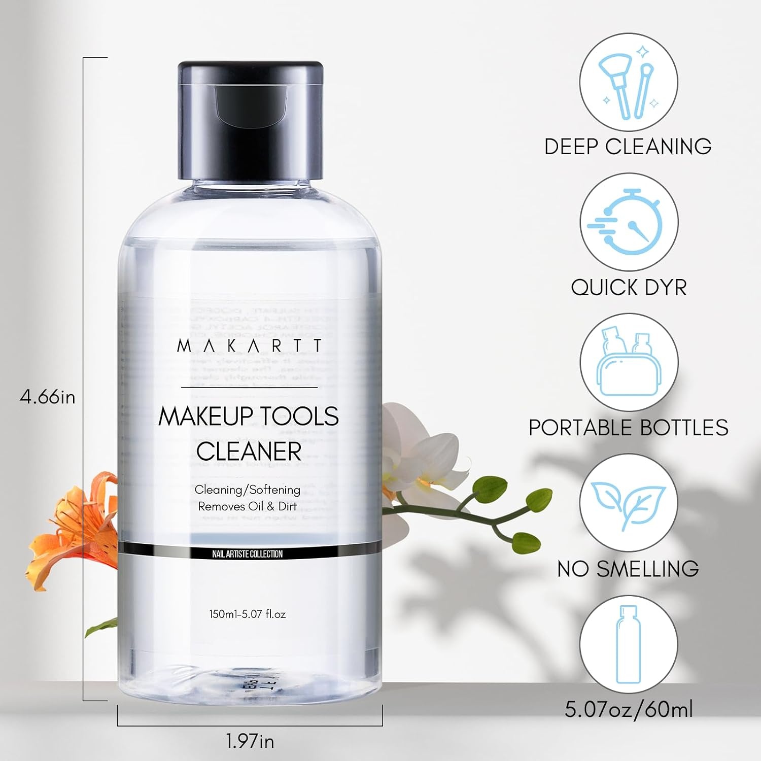image:imageMakartt Makeup Brush Cleaner Deep Cleaning Solution for Nail Brushes Sponges and Powder Puffs Hypoallergenic Formula Removes Residue from Cosmetic and Nail Art Tools CrueltyFree 507 fl ozMakeup Brush Cleaner 507oz