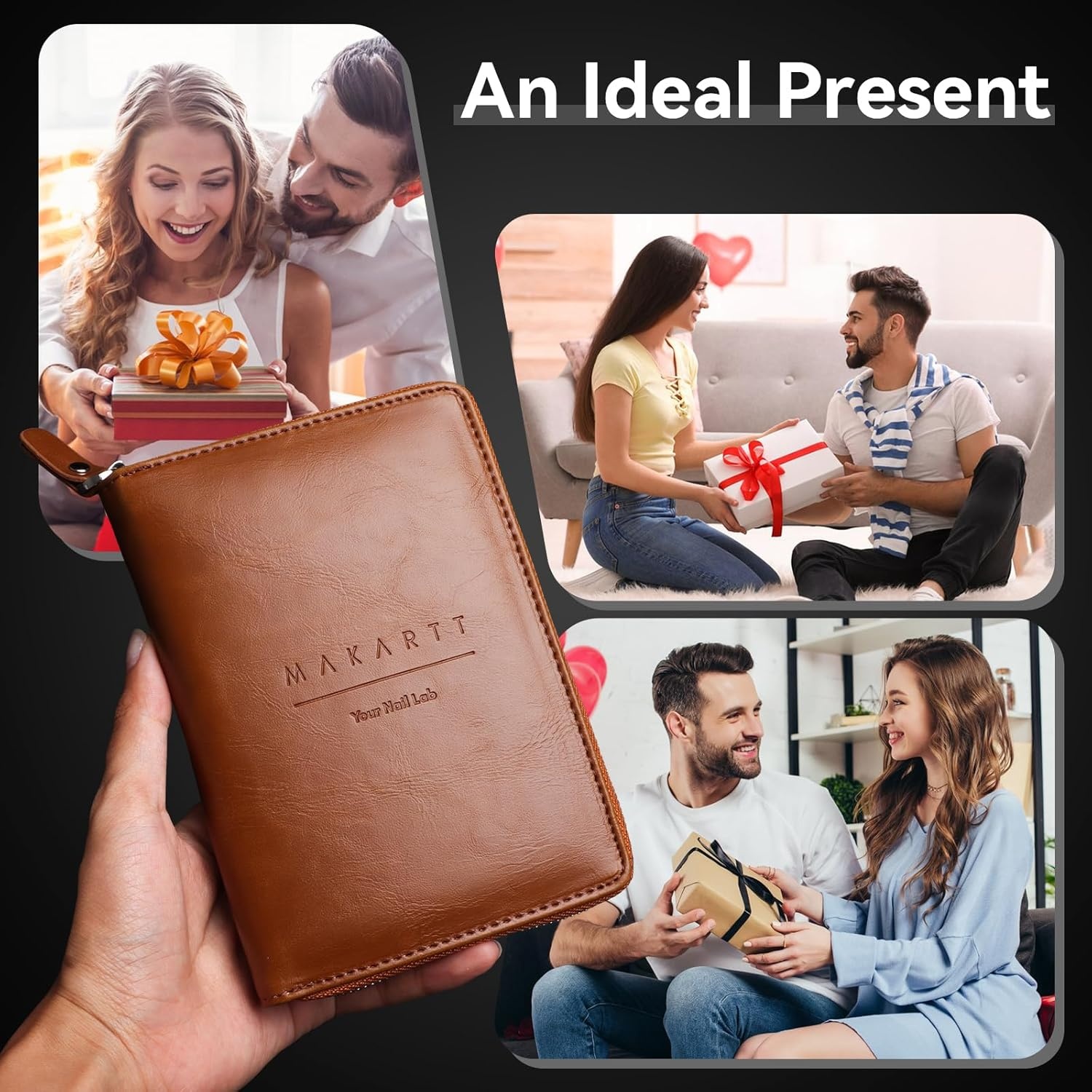 image:imageMakartt Manicure Kit Professional Nail Care Clippers Set 11 pcs Stainless Steel Tavel Women Men Fingernail Grooming Tool with Portable Brown Leather CaseBrown