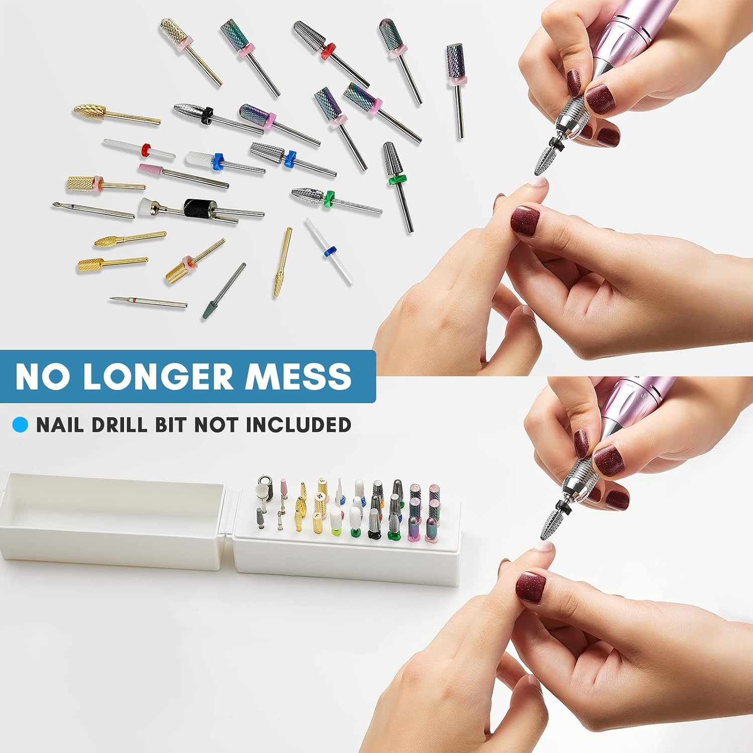 image:imageMakartt Nail Drill Bits HolderDustproof Stand Displayer Organizer Container Case 30 Holes drill bit holder nail tech Professional Nail art ToolsNot Inlcude Drill BitsWhiteWhite