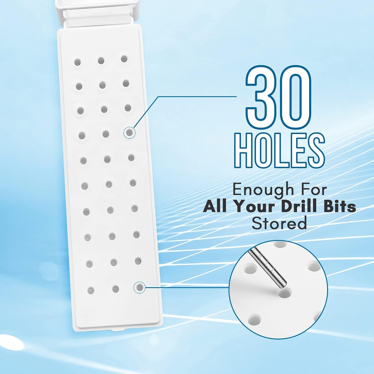 image:imageMakartt Nail Drill Bits HolderDustproof Stand Displayer Organizer Container Case 30 Holes drill bit holder nail tech Professional Nail art ToolsNot Inlcude Drill BitsWhiteWhite