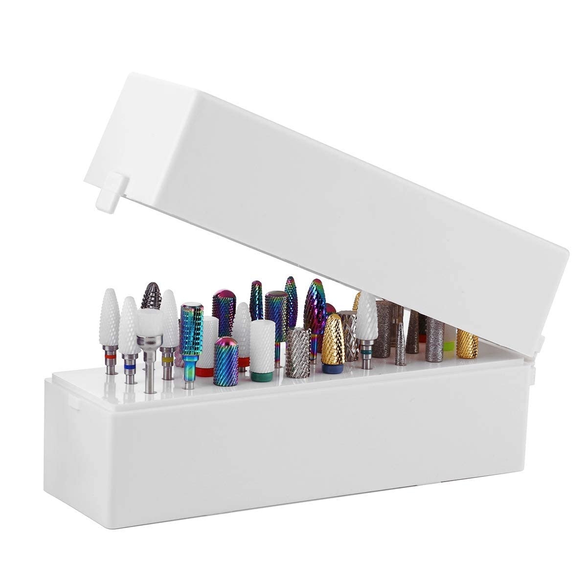 image:imageMakartt Nail Drill Bits HolderDustproof Stand Displayer Organizer Container Case 30 Holes drill bit holder nail tech Professional Nail art ToolsNot Inlcude Drill BitsWhiteWhite