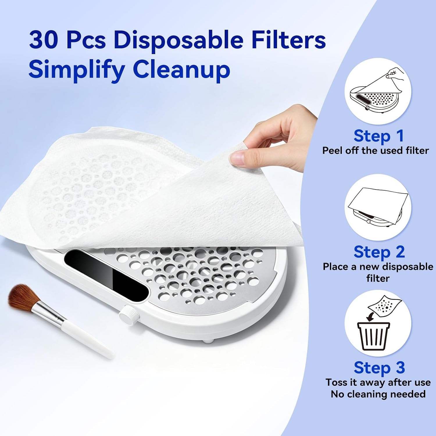 image:imageMakartt Nail Dust Collector 4000RPM Professional Dust Collector Nail Tech Dual Turbo Fan Brushless 360 Suction Acrylic Nail Polishing Manicure For Nail Salon amp Home 30Pcs Filter Paperamp BrushWhite