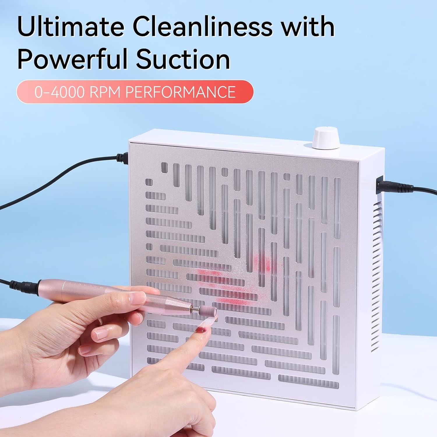 image:imageMakartt Nail Dust Collector Plugin 60W Dual Turbine Dust Extractor with 5200RPM Adjustable Suction Reusable Filter Nail Vacuum for Acrylic Gel Dip Powder Salon Home Use SylviePlugin Nail Dust Collectorsymphonee