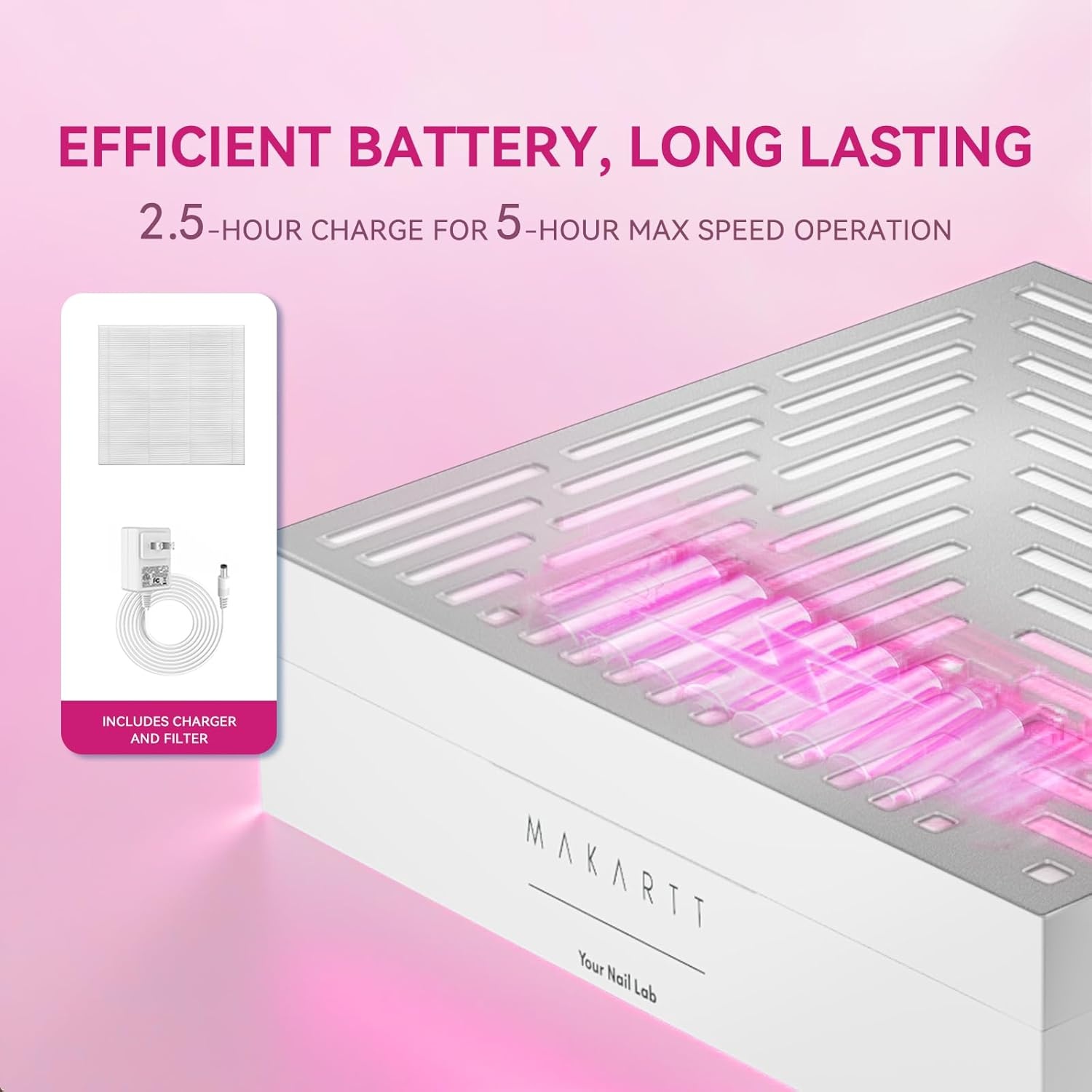 image:imageMakartt Nail Dust Collector Plugin 60W Dual Turbine Dust Extractor with 5200RPM Adjustable Suction Reusable Filter Nail Vacuum for Acrylic Gel Dip Powder Salon Home Use SylvieRechargeable Nail Dust Collectorsymphonee
