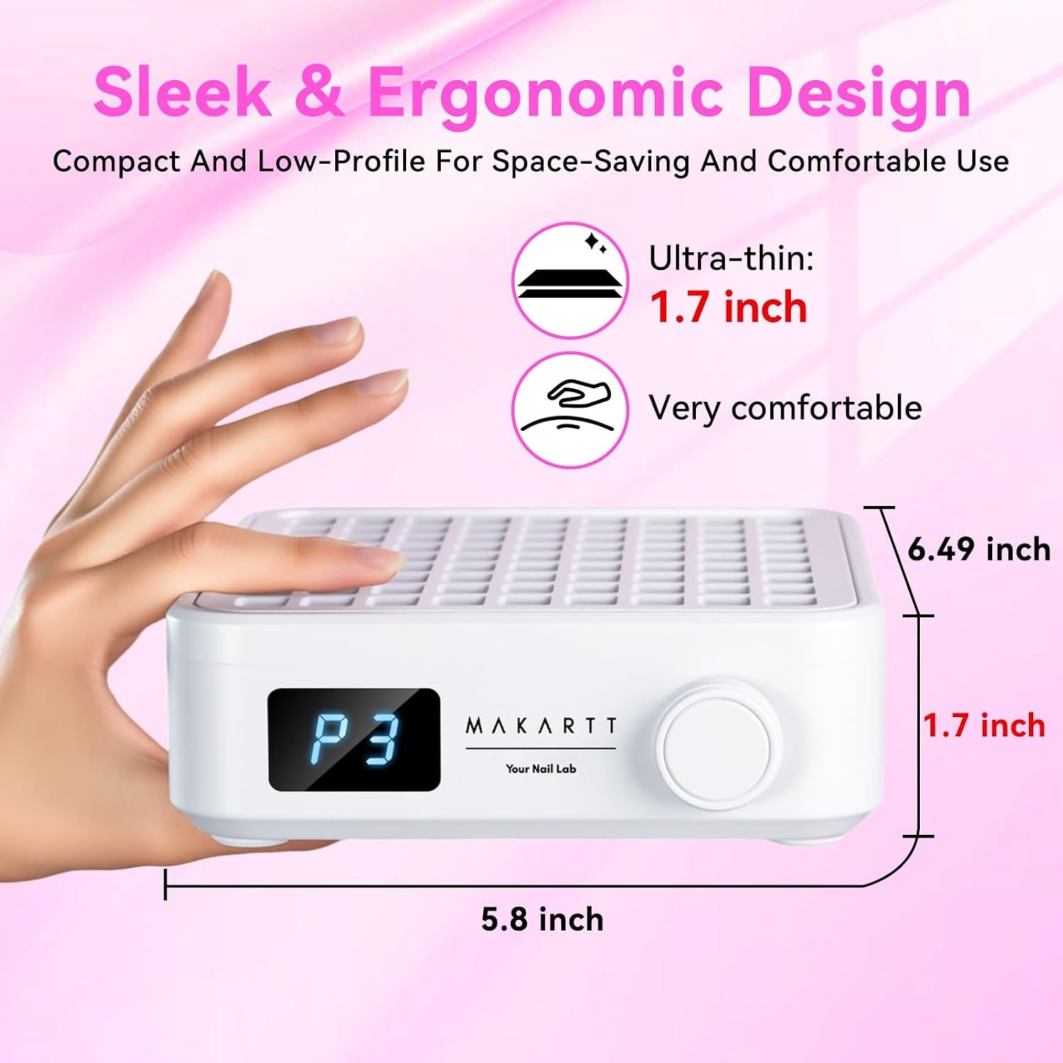 image:imageMakartt Nail Dust Collector Plugin 60W Dual Turbine Dust Extractor with 5200RPM Adjustable Suction Reusable Filter Nail Vacuum for Acrylic Gel Dip Powder Salon Home Use SylvieDust Collector White