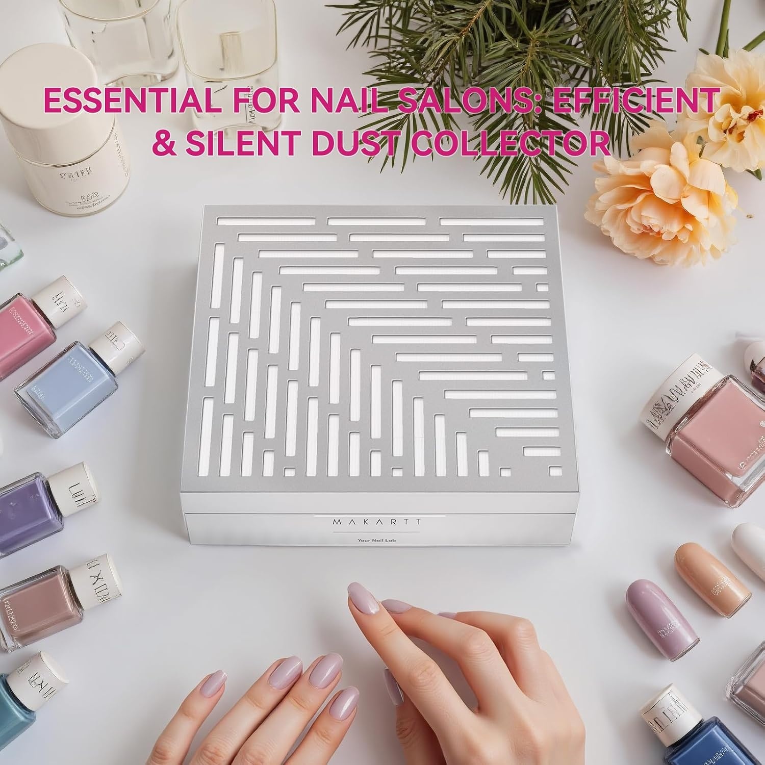 image:imageMakartt Nail Dust Collector Plugin 60W Dual Turbine Dust Extractor with 5200RPM Adjustable Suction Reusable Filter Nail Vacuum for Acrylic Gel Dip Powder Salon Home Use SylvieRechargeable Nail Dust Collectorsymphonee