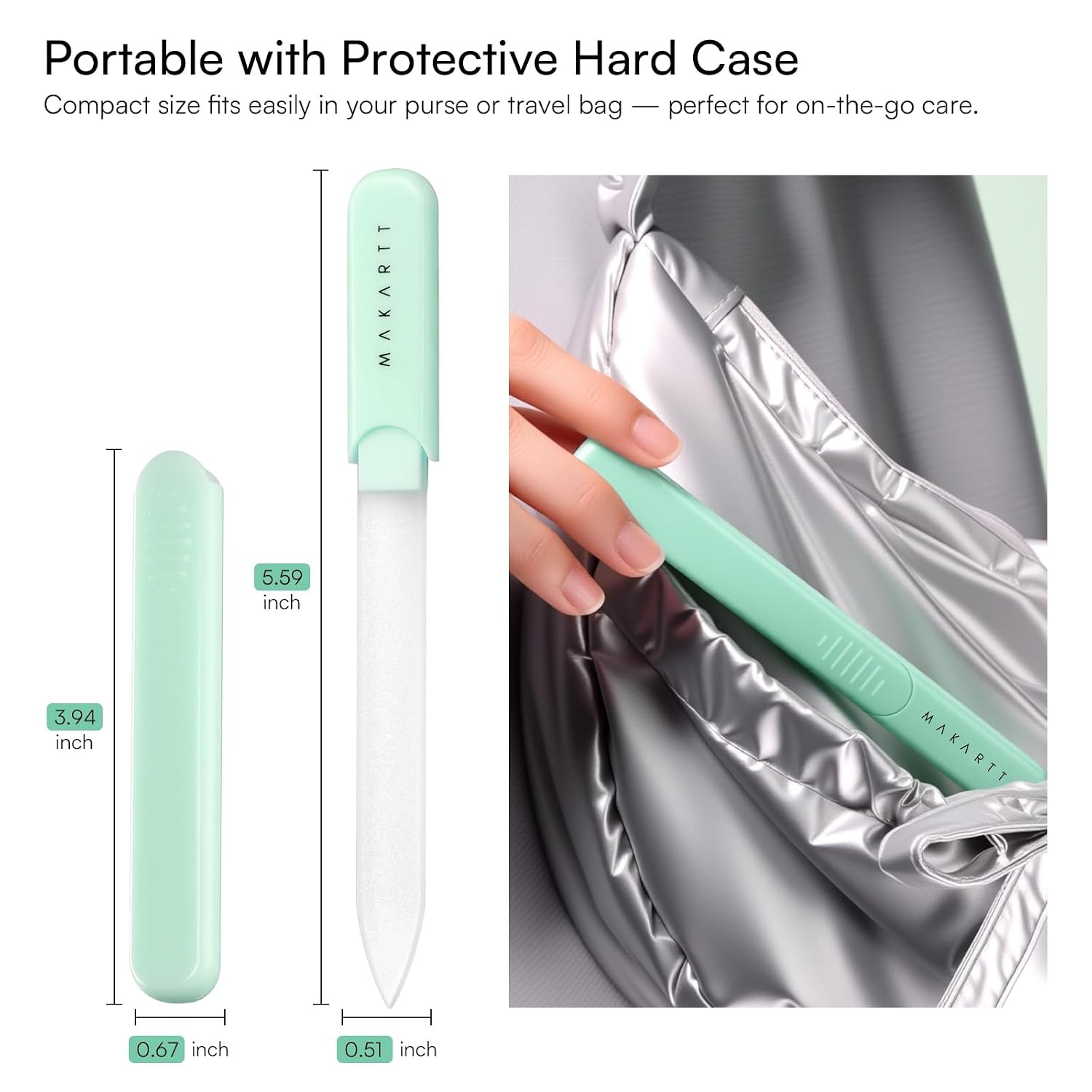 image:imageMakartt Nail Files Glass Nail Files for Natural Nails DoubleSided Reusable Sandblasted Fingernail Buffers with Case for Shape amp Smooth Finish Portable Manicure Gift Set 3pcs Pink Green Blue1pc Green glass nail file