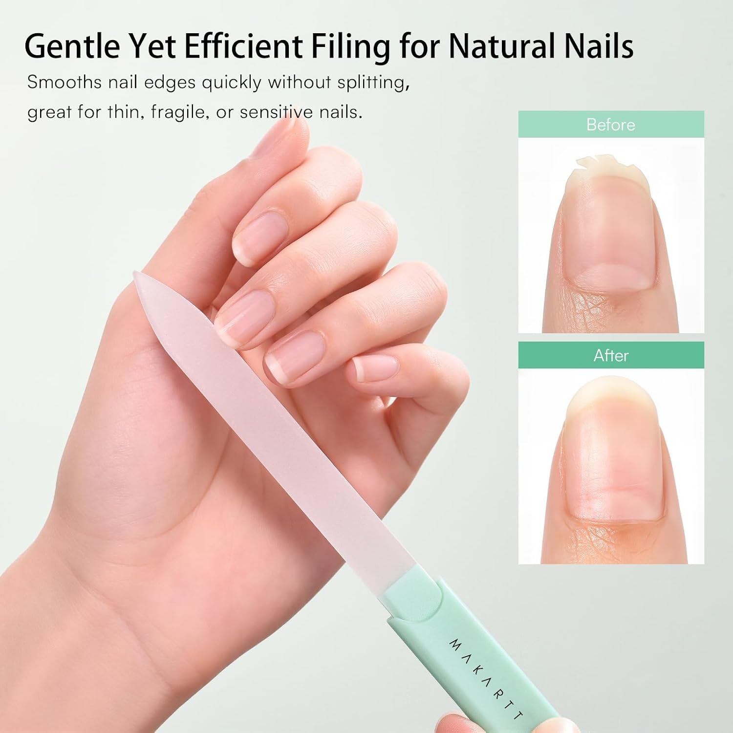 image:imageMakartt Nail Files Glass Nail Files for Natural Nails DoubleSided Reusable Sandblasted Fingernail Buffers with Case for Shape amp Smooth Finish Portable Manicure Gift Set 3pcs Pink Green Blue1pc Green glass nail file