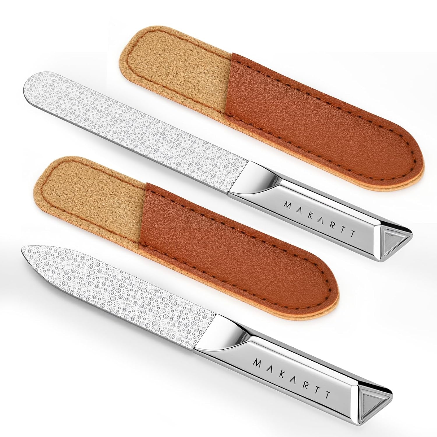 image:imageMakartt Nail Files Glass Nail Files for Natural Nails DoubleSided Reusable Sandblasted Fingernail Buffers with Case for Shape amp Smooth Finish Portable Manicure Gift Set 3pcs Pink Green Blue2pcs metal nail files