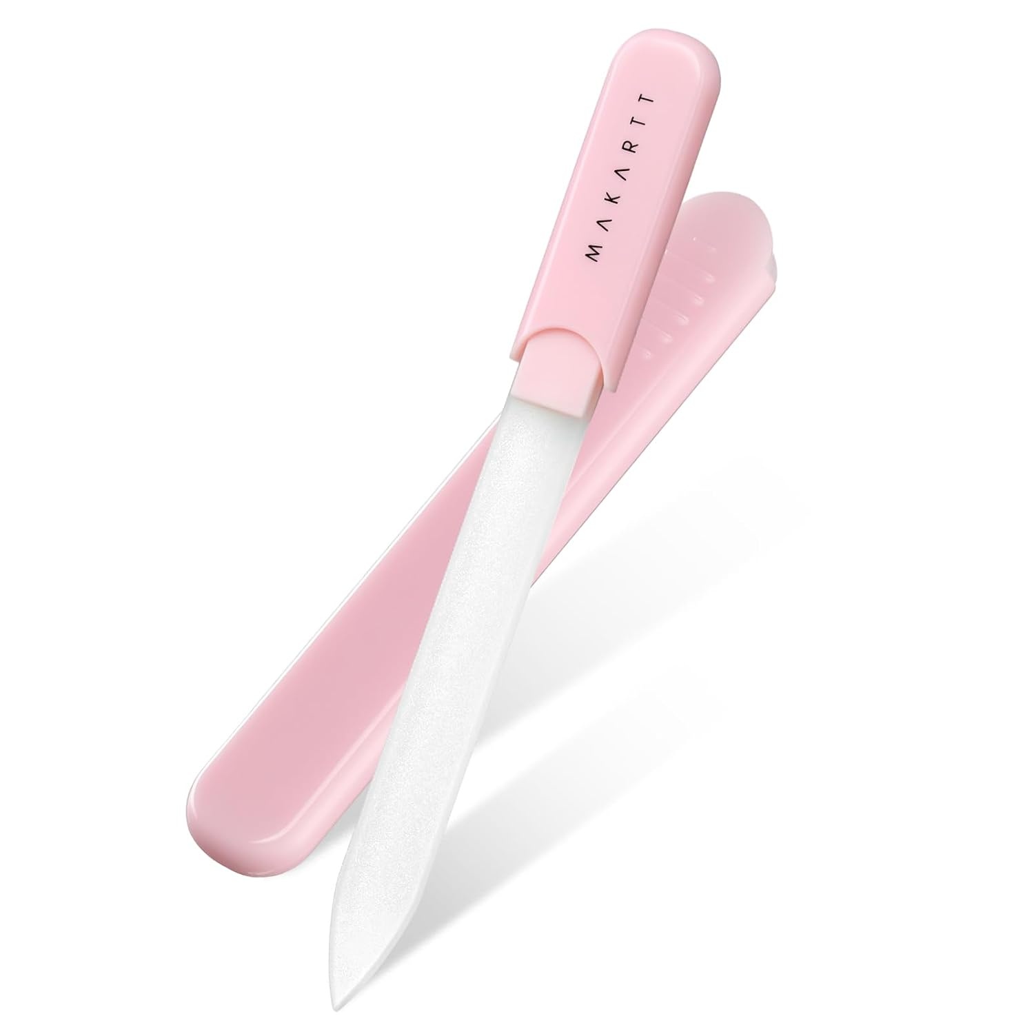 image:imageMakartt Nail Files Glass Nail Files for Natural Nails DoubleSided Reusable Sandblasted Fingernail Buffers with Case for Shape amp Smooth Finish Portable Manicure Gift Set 3pcs Pink Green Blue1pc Pink glass nail file