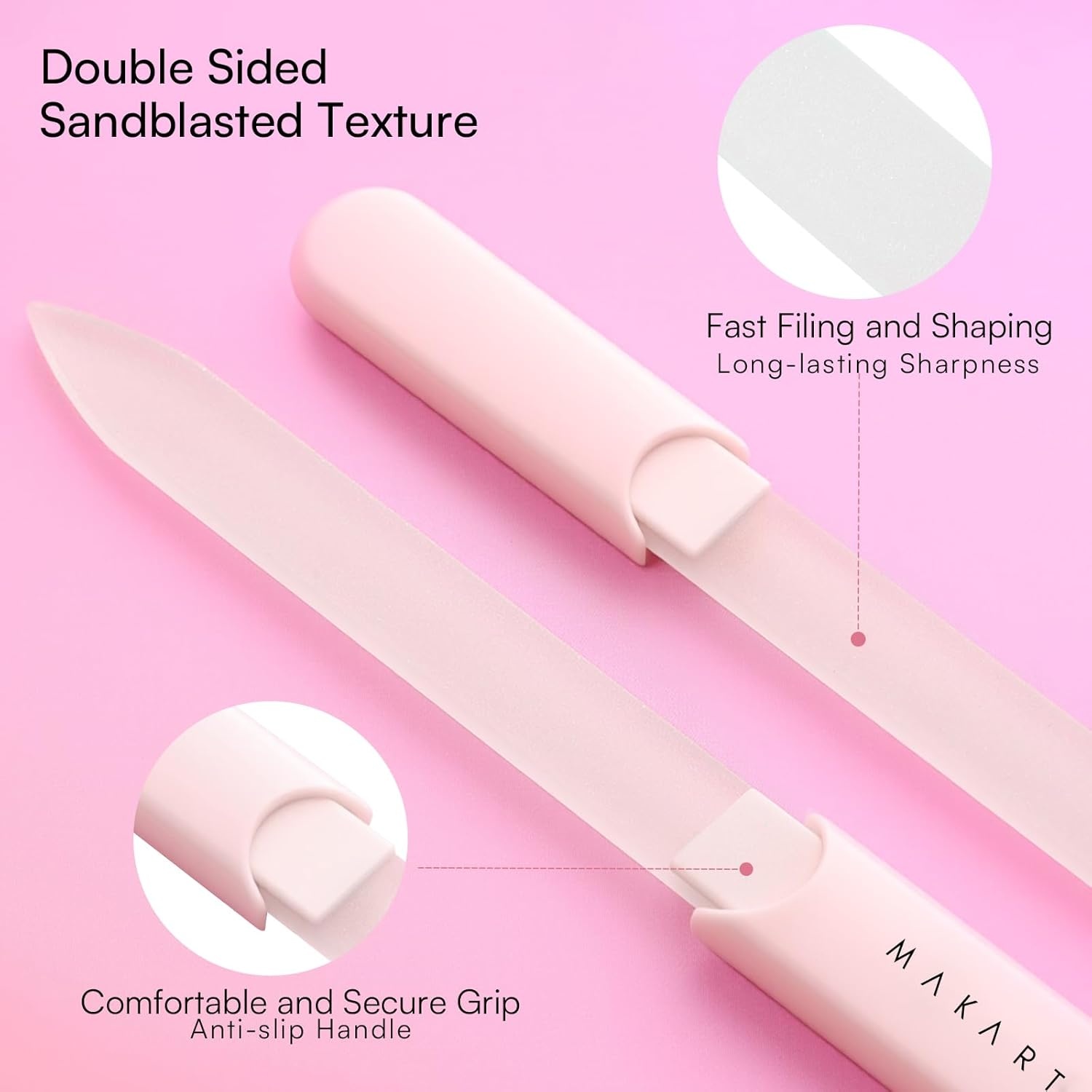 image:imageMakartt Nail Files Glass Nail Files for Natural Nails DoubleSided Reusable Sandblasted Fingernail Buffers with Case for Shape amp Smooth Finish Portable Manicure Gift Set 3pcs Pink Green Blue3pcs Pink Green Blue glass nail file