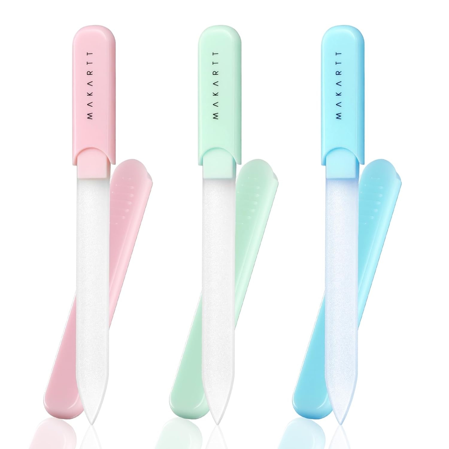image:imageMakartt Nail Files Glass Nail Files for Natural Nails DoubleSided Reusable Sandblasted Fingernail Buffers with Case for Shape amp Smooth Finish Portable Manicure Gift Set 3pcs Pink Green Blue3pcs Pink Green Blue glass nail file