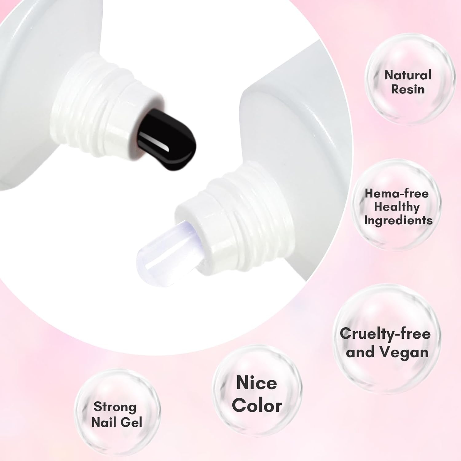 image:imageMakartt Poly Nail Gel Kit 2PCs 50ML Clear amp Nature Pink Colors Large Capacity Poly Extension Nail Gel Kit Strong Builder for Extension 3D Diy Hard Gels Manicures Home Salon2 Colors Black and Milky White
