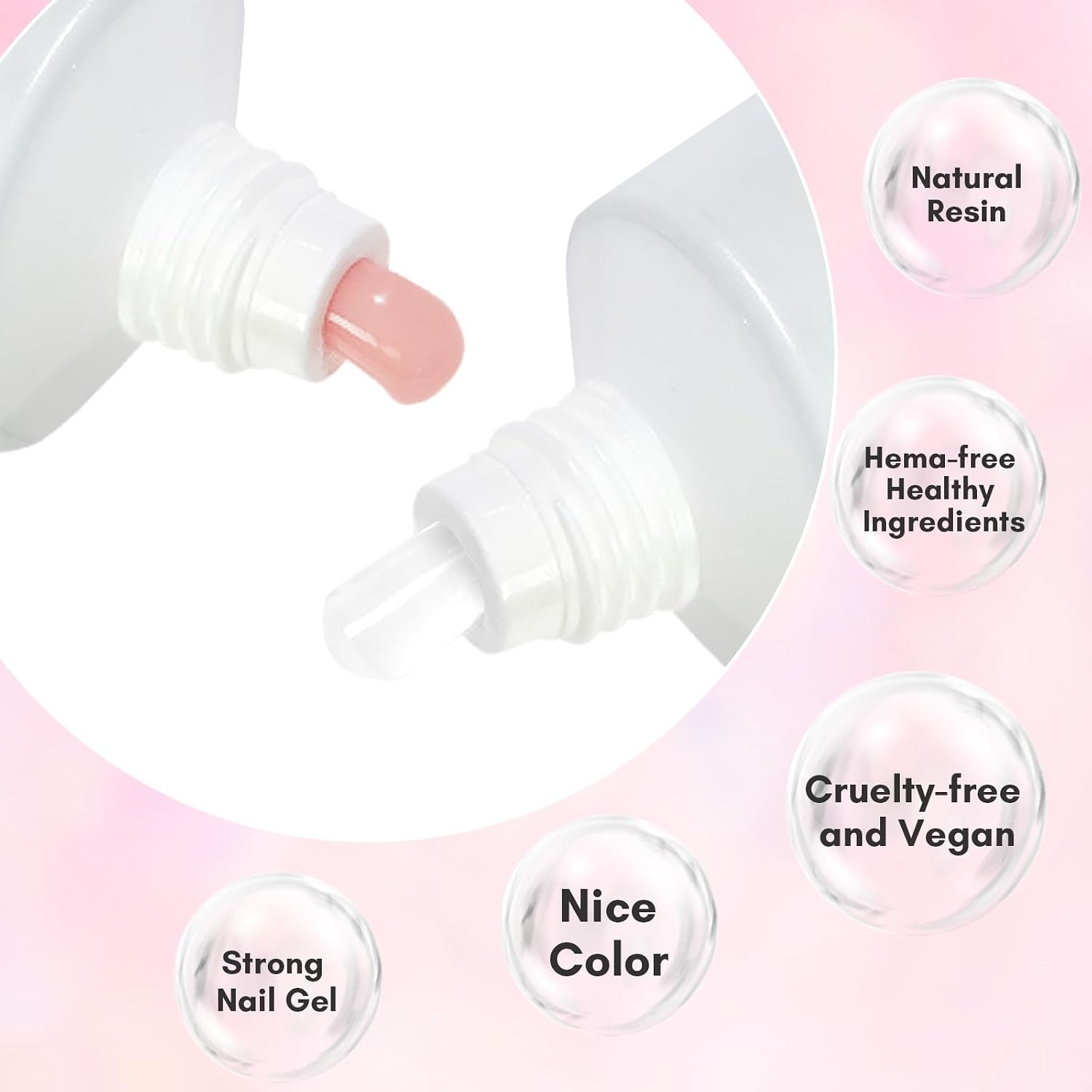 image:imageMakartt Poly Nail Gel Kit 2PCs 50ML Clear amp Nature Pink Colors Large Capacity Poly Extension Nail Gel Kit Strong Builder for Extension 3D Diy Hard Gels Manicures Home Salon2 Colors Clear and Nude