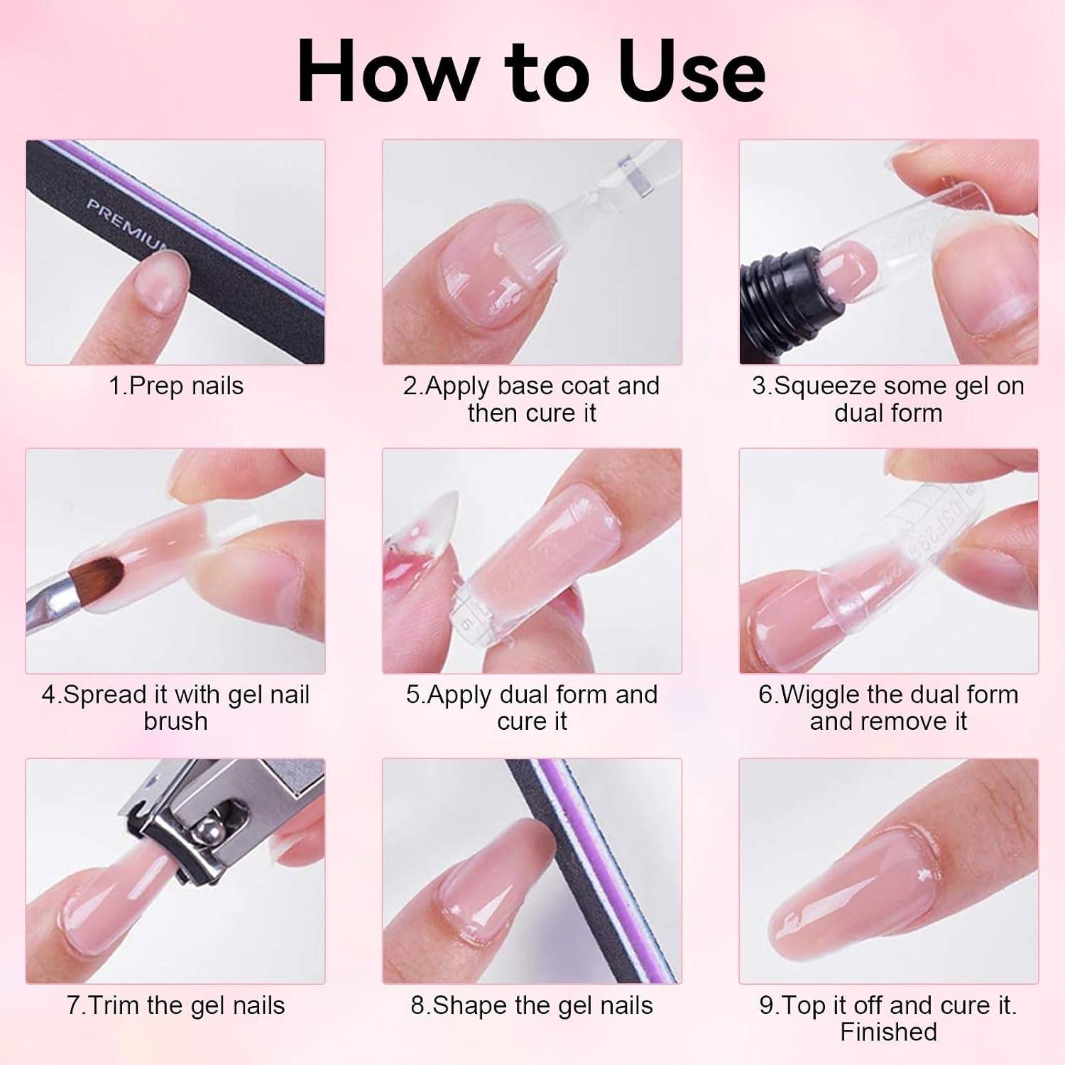 image:imageMakartt Poly Nail Gel Kit 2PCs 50ML Clear amp Nature Pink Colors Large Capacity Poly Extension Nail Gel Kit Strong Builder for Extension 3D Diy Hard Gels Manicures Home Salon2 Colors Light Nude and Dark