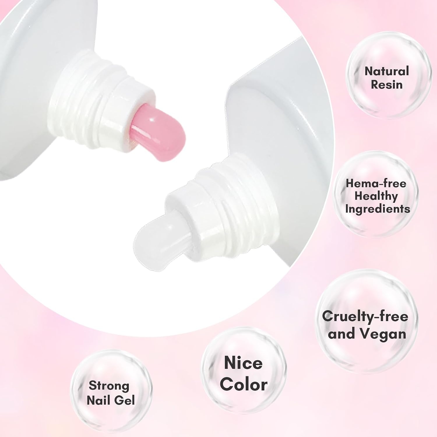 image:imageMakartt Poly Nail Gel Kit 2PCs 50ML Clear amp Nature Pink Colors Large Capacity Poly Extension Nail Gel Kit Strong Builder for Extension 3D Diy Hard Gels Manicures Home Salon2 Colors White and Pink