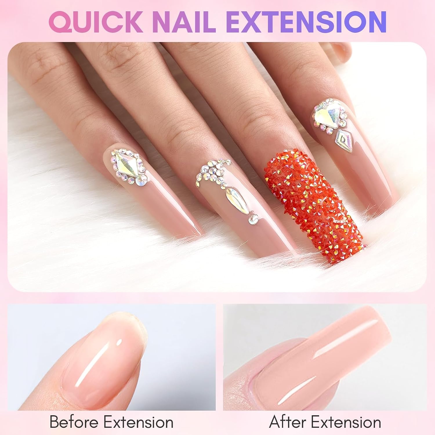 image:imageMakartt Poly Nail Gel Kit 2PCs 50ML Clear amp Nature Pink Colors Large Capacity Poly Extension Nail Gel Kit Strong Builder for Extension 3D Diy Hard Gels Manicures Home Salon2 Colors Clear and Nude